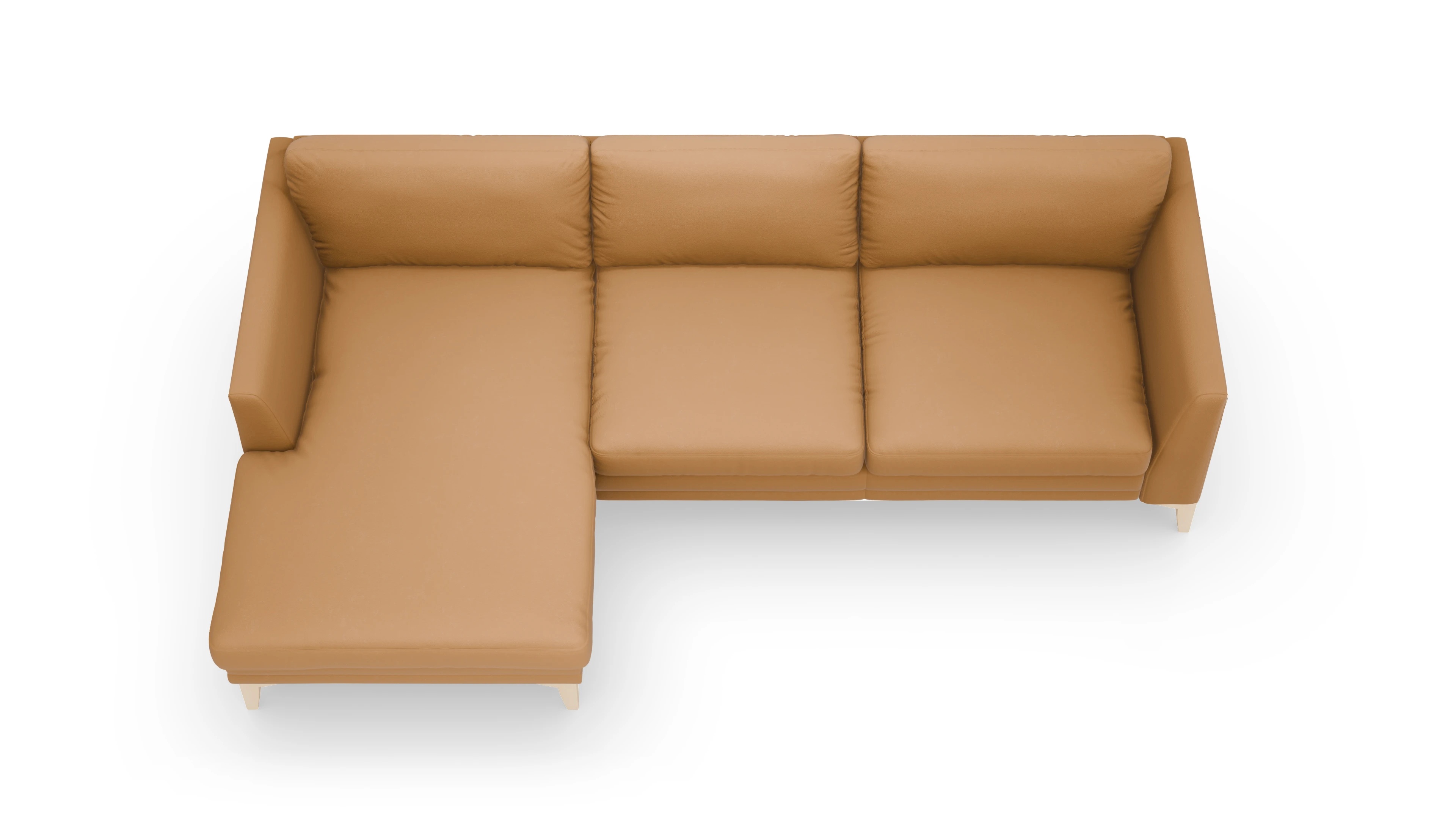 Ledersofa Fairfield Ansicht des Produktes Fairfield Sofa mit Rec links in Leder braun