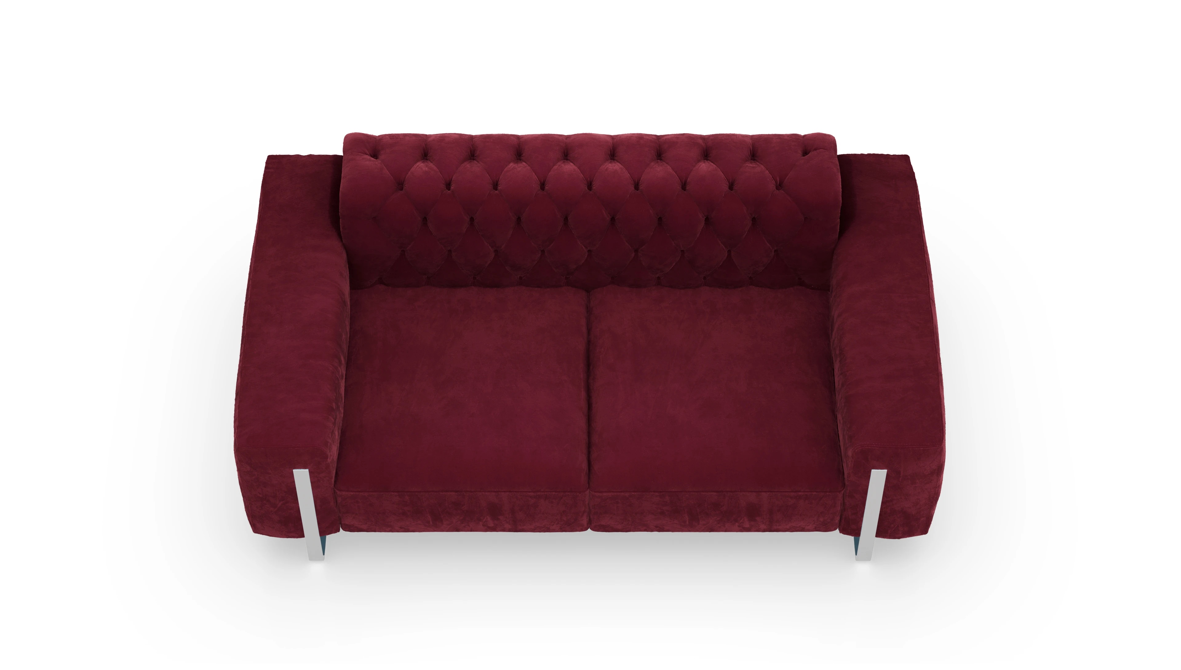 Designer-Sofa Nox in Samt Ansicht des Produktes Nox 2-Sitzer in Samt rot