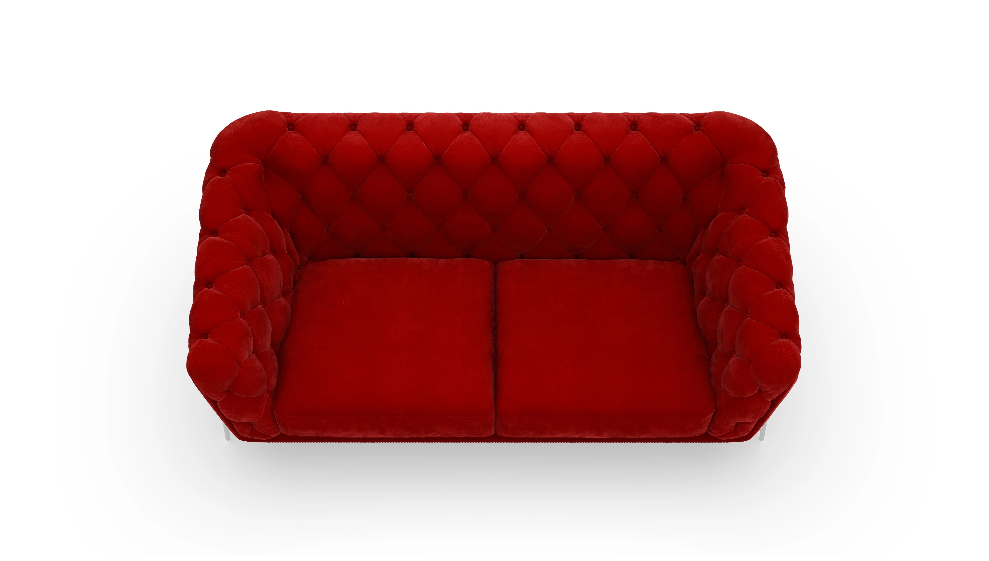 Modern Chesterfield Samtsofa Alba Ansicht des Produktes Alba 3-Sitzer in Samt rot