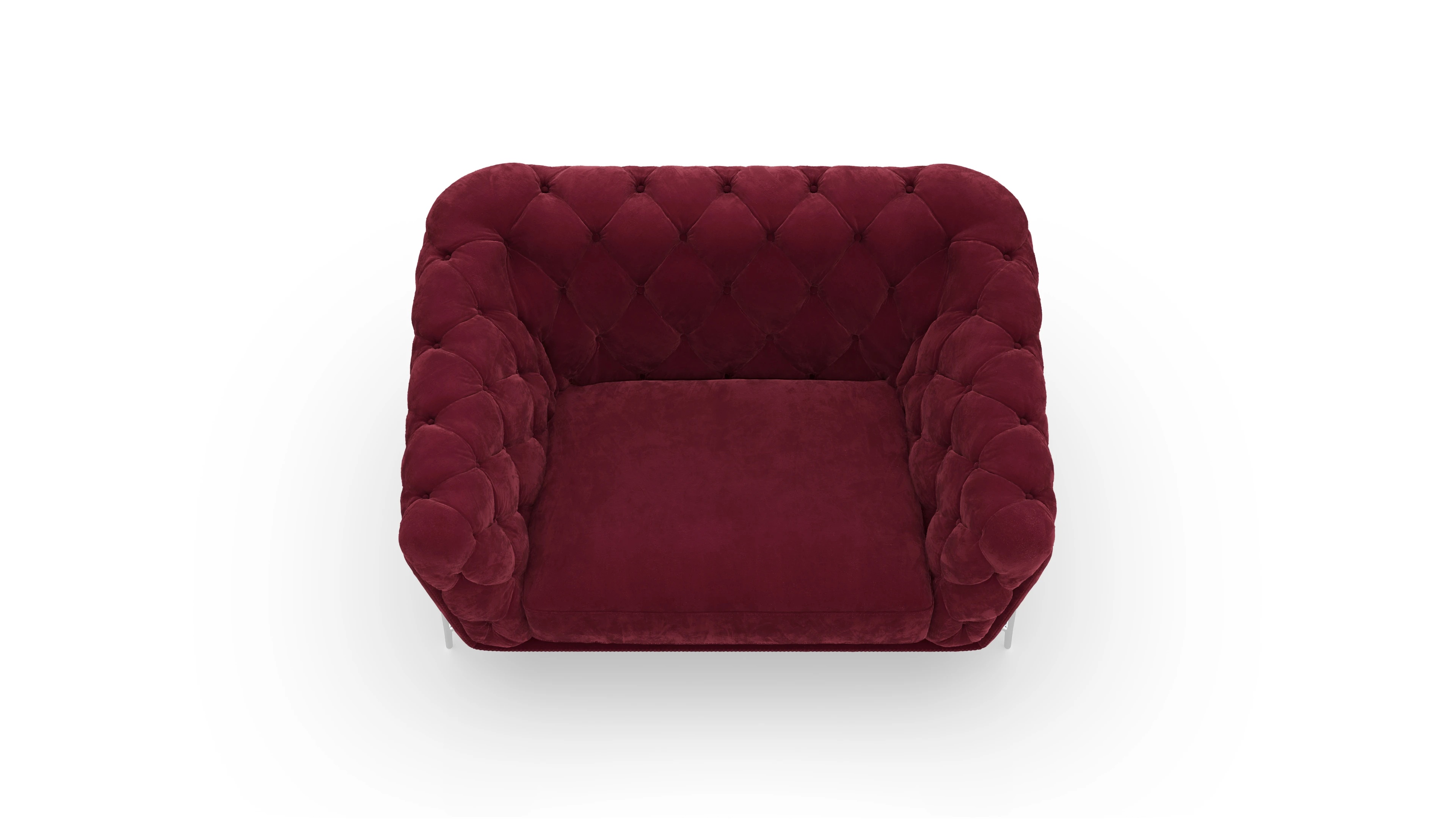 Modern Chesterfield Samtsessel Alba Ansicht des Produktes Alba Sessel in Samt rot