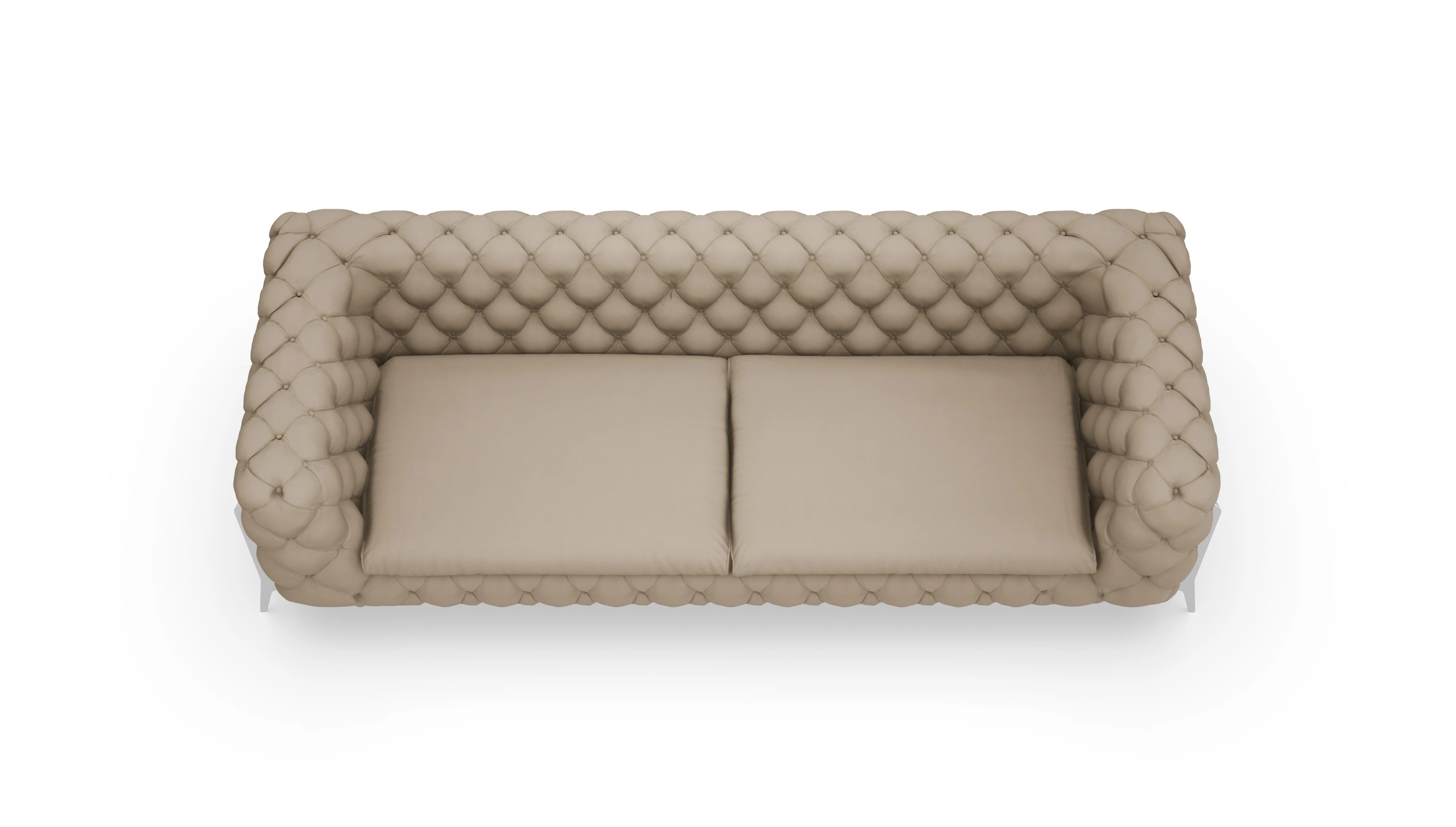 Modern Chesterfield Sofa Juno Ansicht des Produktes Juno 4,5-Sitzer in Leder beige
