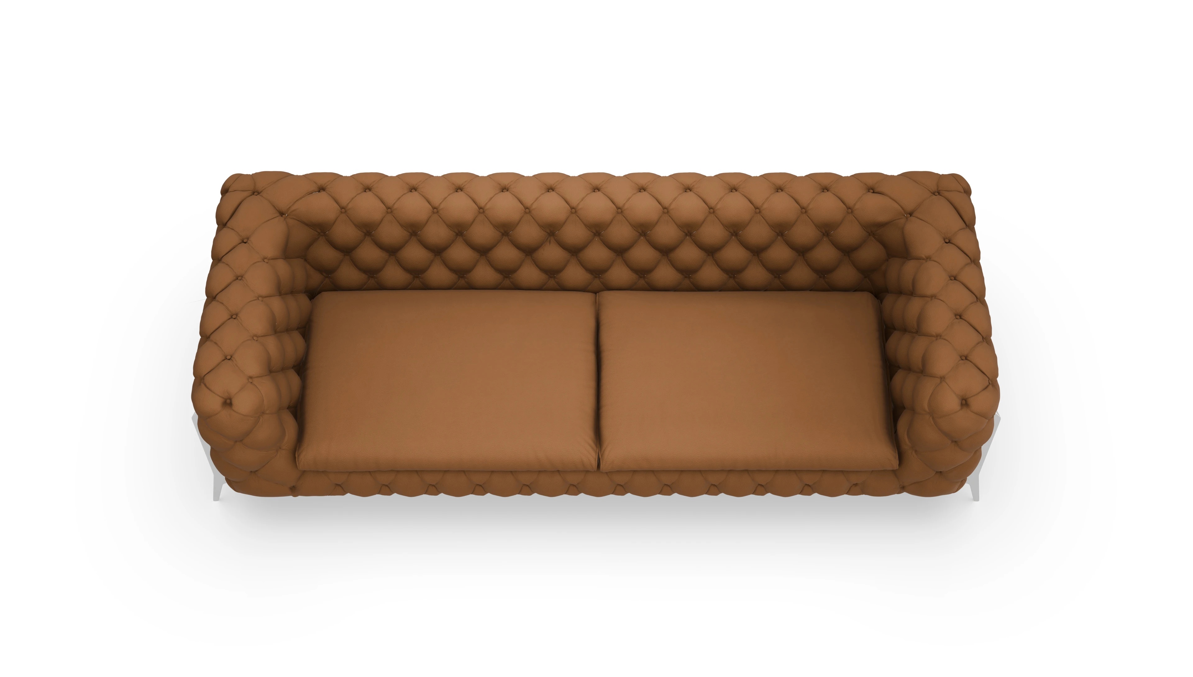 Modern Chesterfield Sofa Juno Ansicht des Produktes Juno 4,5-Sitzer in Leder cognac