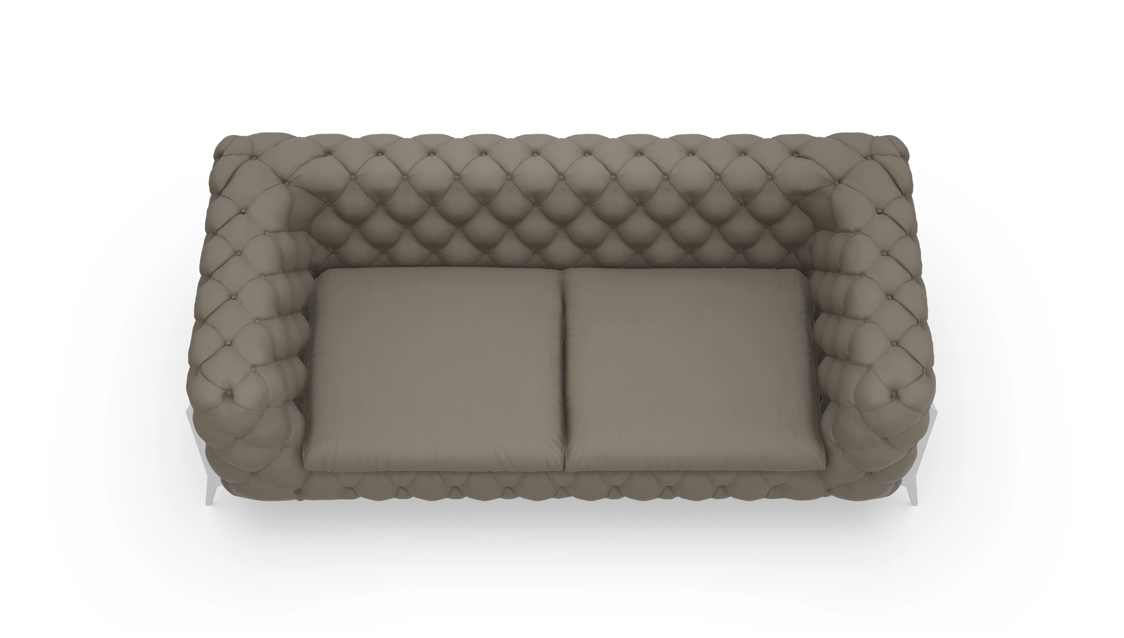 Modern Chesterfield Sofa Juno Ansicht des Produktes Juno 3-Sitzer in Leder grün