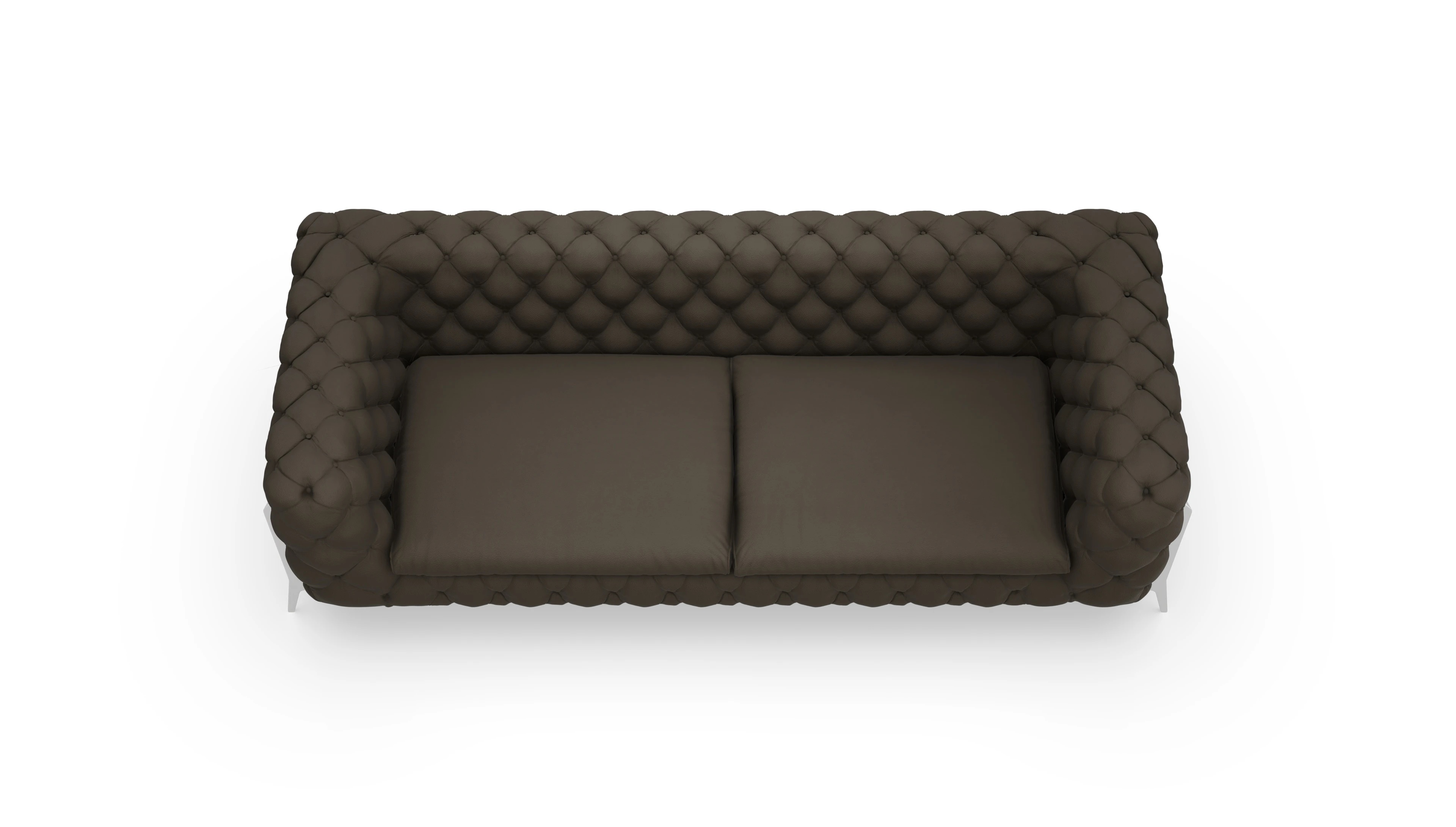 Modern Chesterfield Sofa Juno Ansicht des Produktes Juno 4-Sitzer in Leder grün