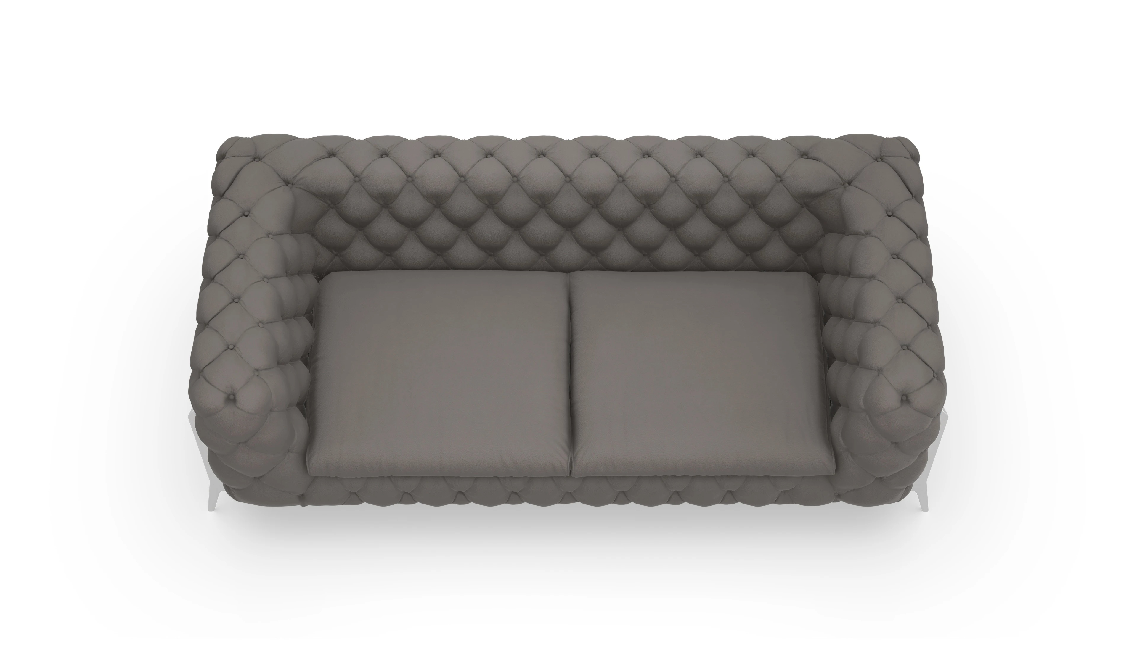 Modern Chesterfield Sofa Juno Ansicht des Produktes Juno 3-Sitzer in Leder grau