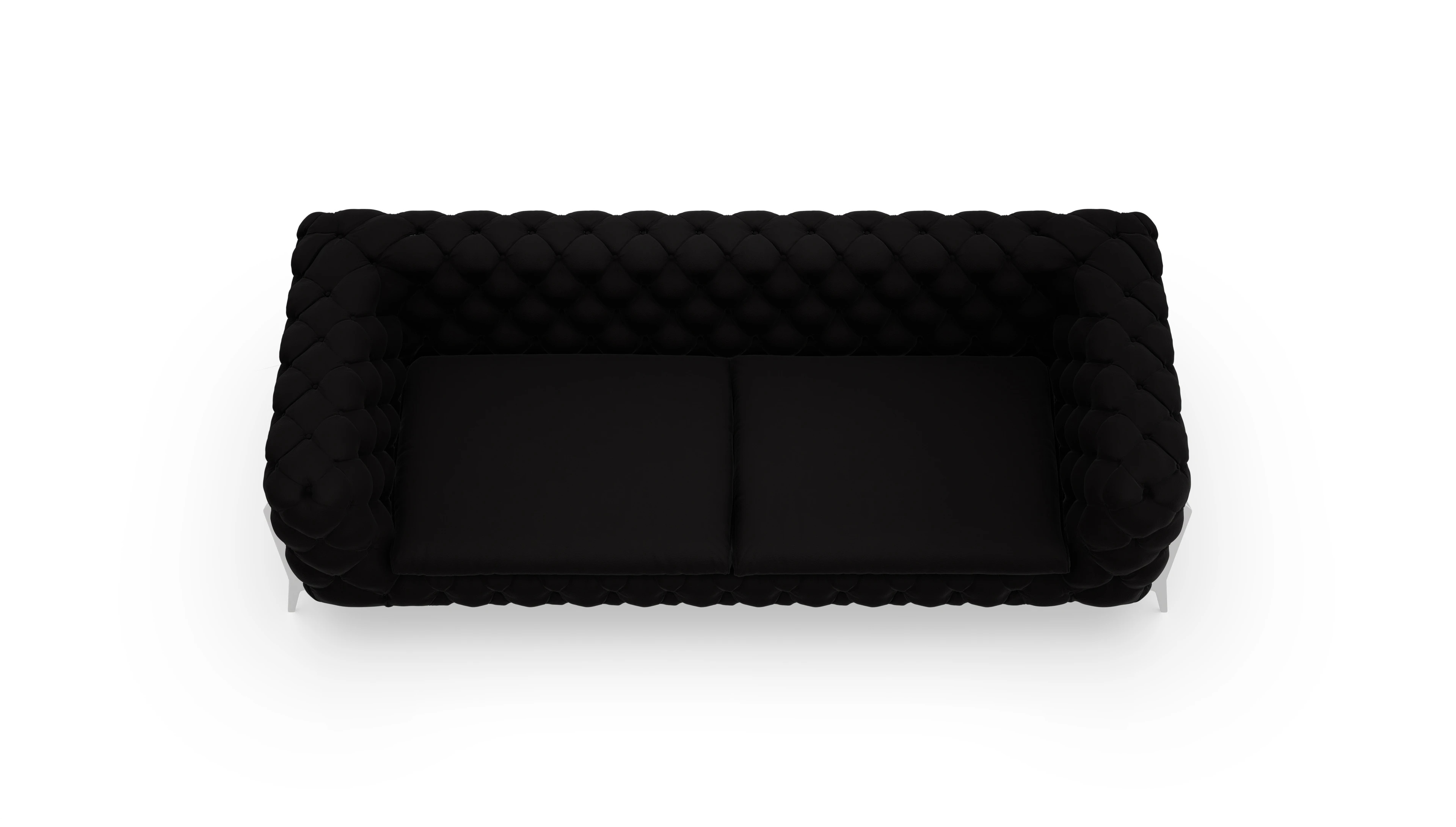 Modern Chesterfield Sofa Juno Ansicht des Produktes Juno 4-Sitzer in Leder schwarz