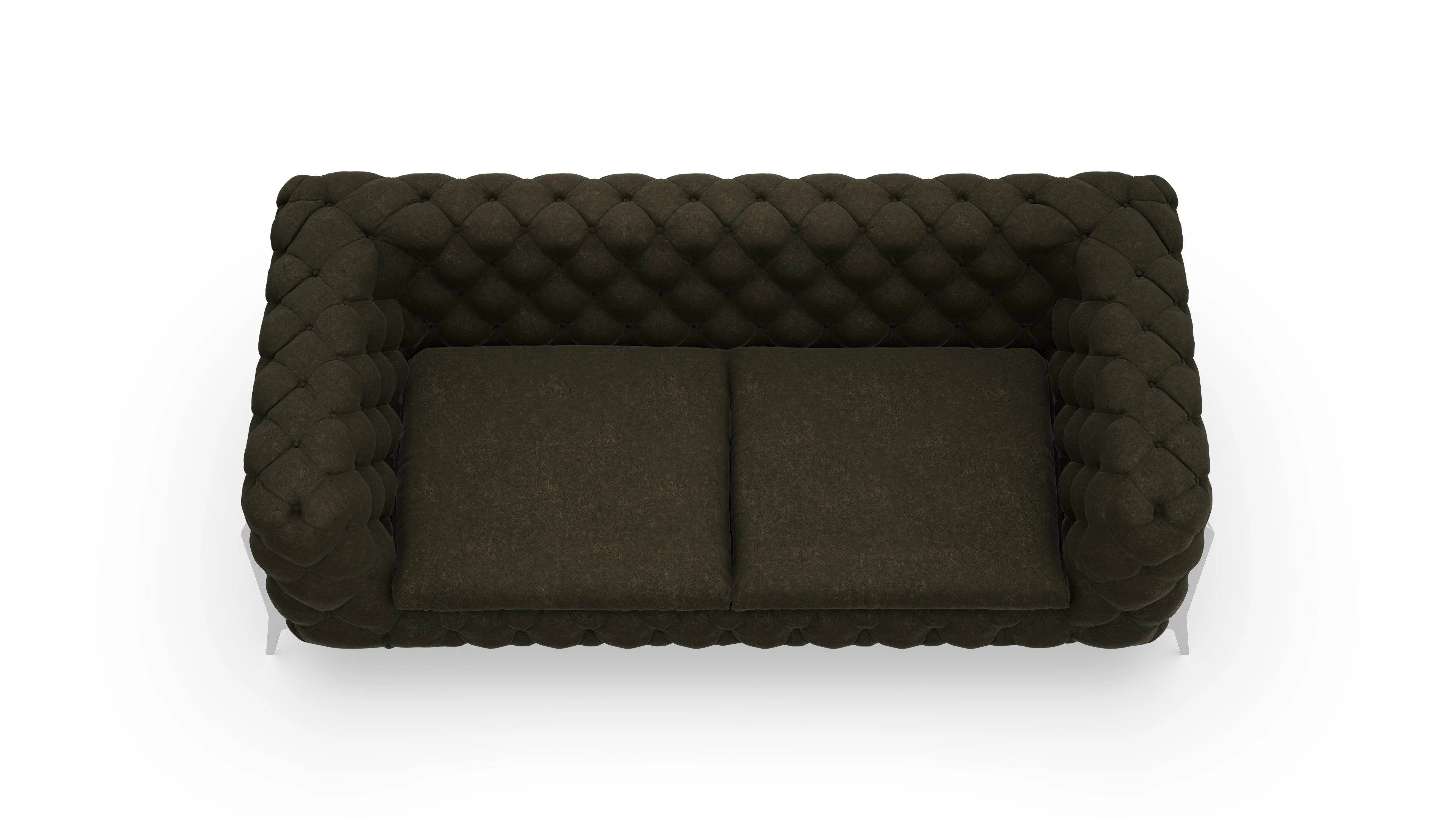 Modern Chesterfield Sofa Juno Ansicht des Produktes Juno 3-Sitzer in Leder grün
