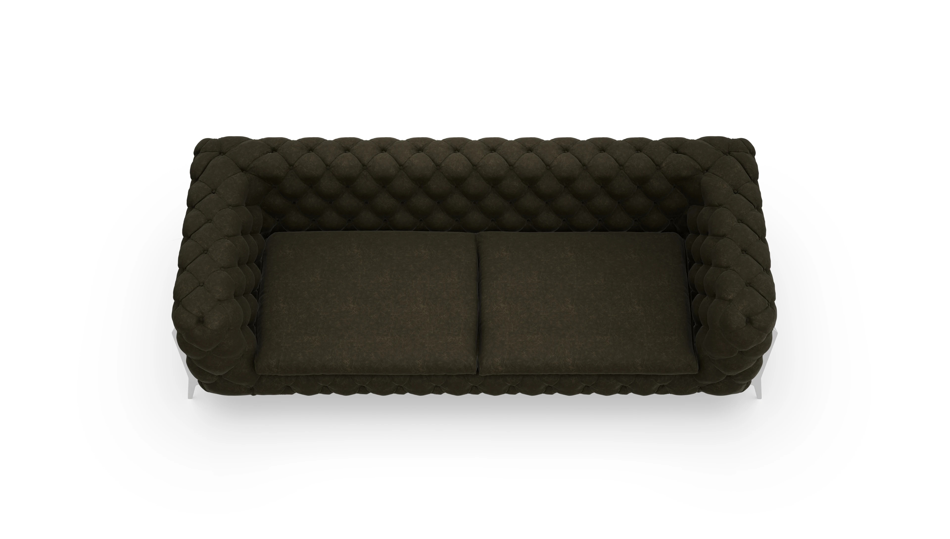 Modern Chesterfield Sofa Juno Ansicht des Produktes Juno 4-Sitzer in Leder grün