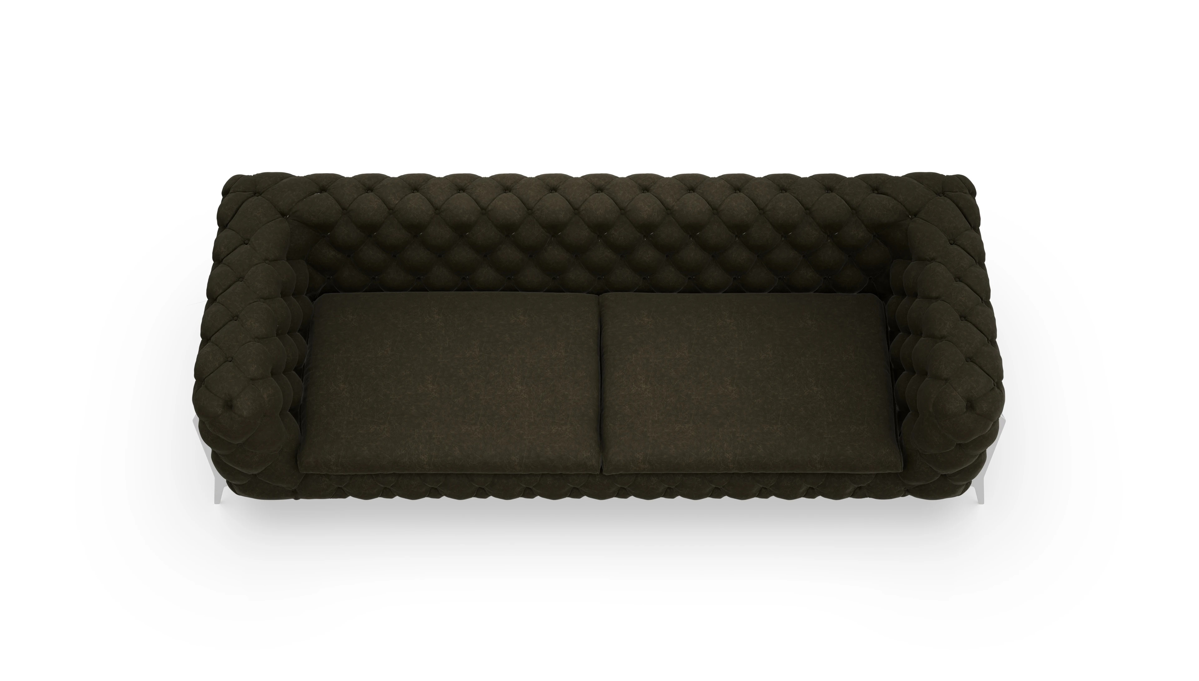 Modern Chesterfield Sofa Juno Ansicht des Produktes Juno 4,5-Sitzer in Leder grün