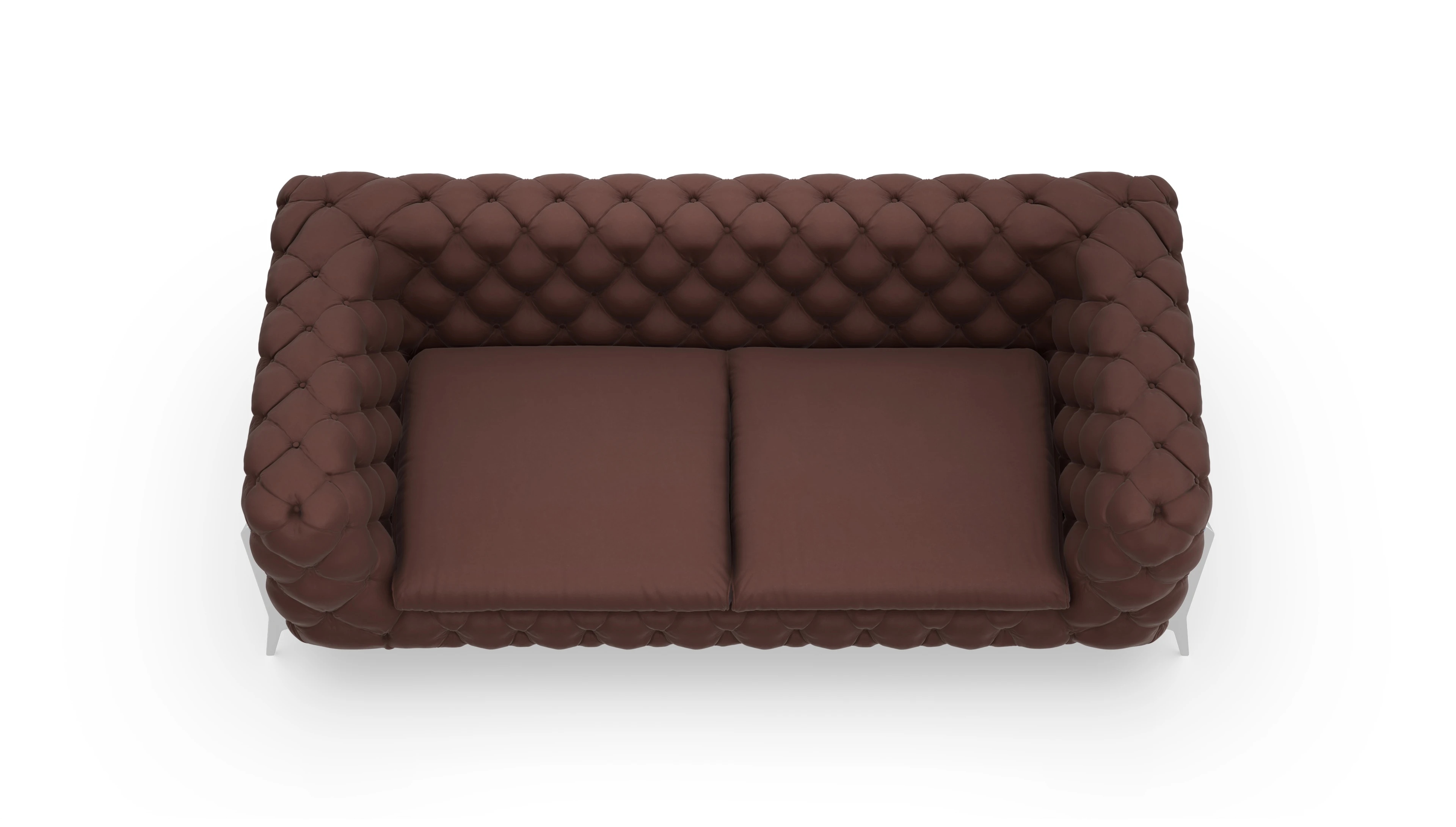 Modern Chesterfield Sofa Juno Ansicht des Produktes Juno 3-Sitzer in Leder braun
