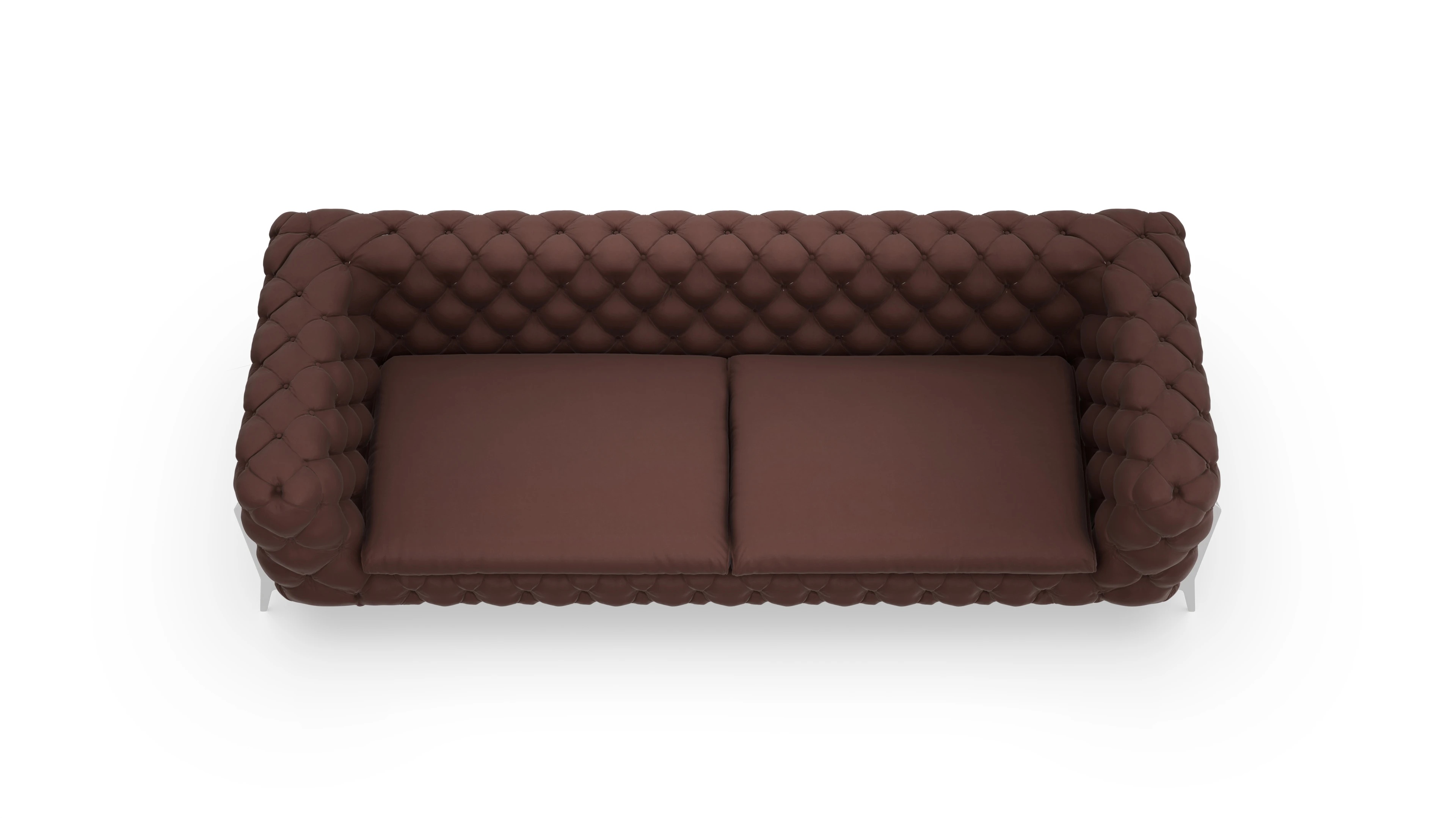 Modern Chesterfield Sofa Juno Ansicht des Produktes Juno 4,5-Sitzer in Leder braun