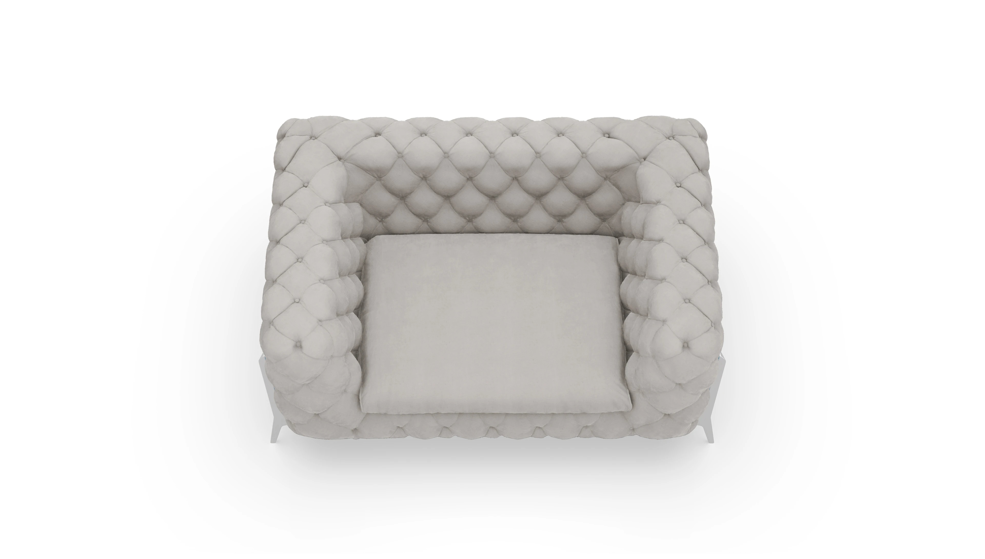 Modern Chesterfield Samtsessel Juno Ansicht des Produktes Juno Sessel in Samt grau