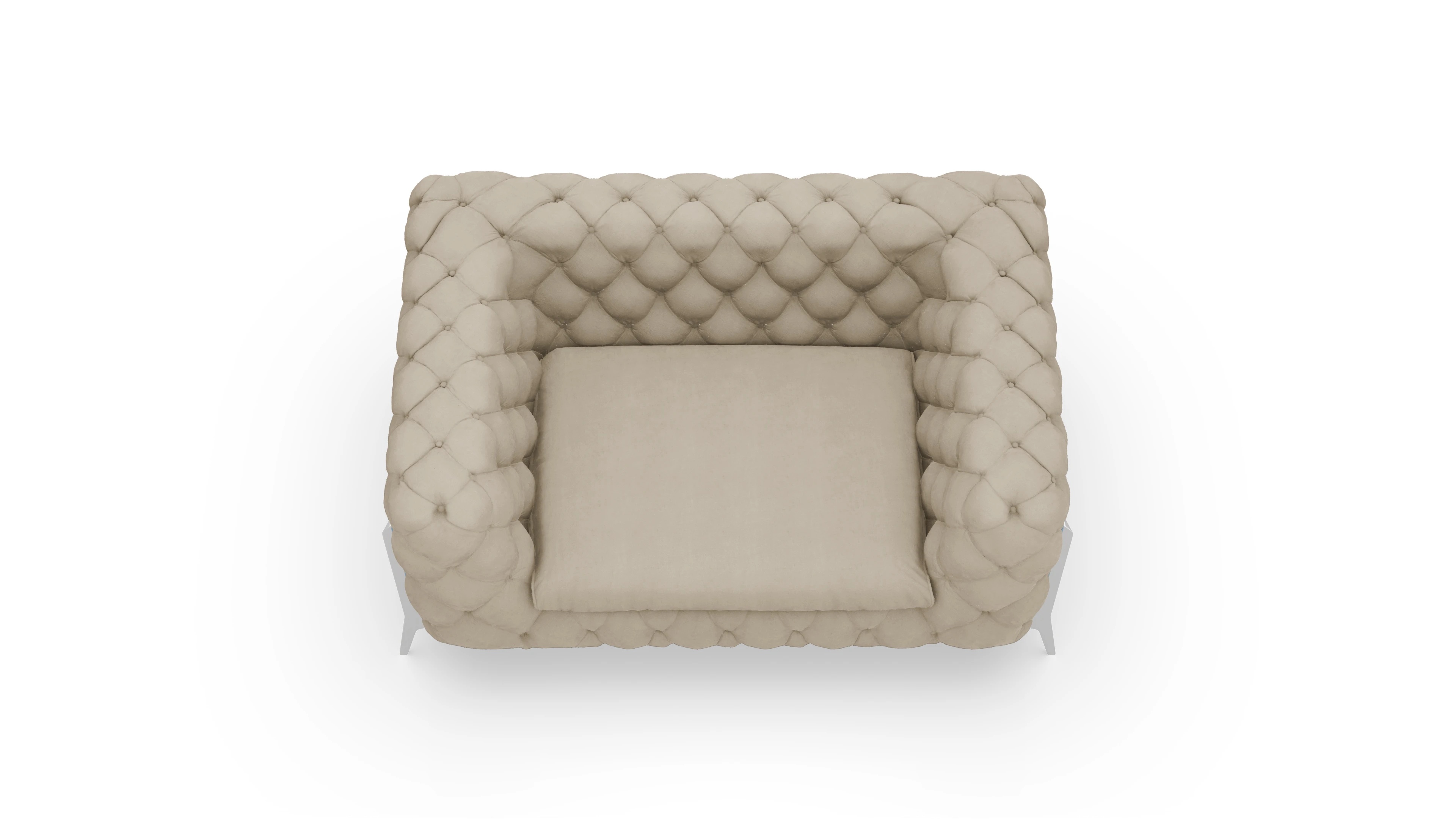 Modern Chesterfield Samtsessel Juno Ansicht des Produktes Juno Sessel in Samt beige