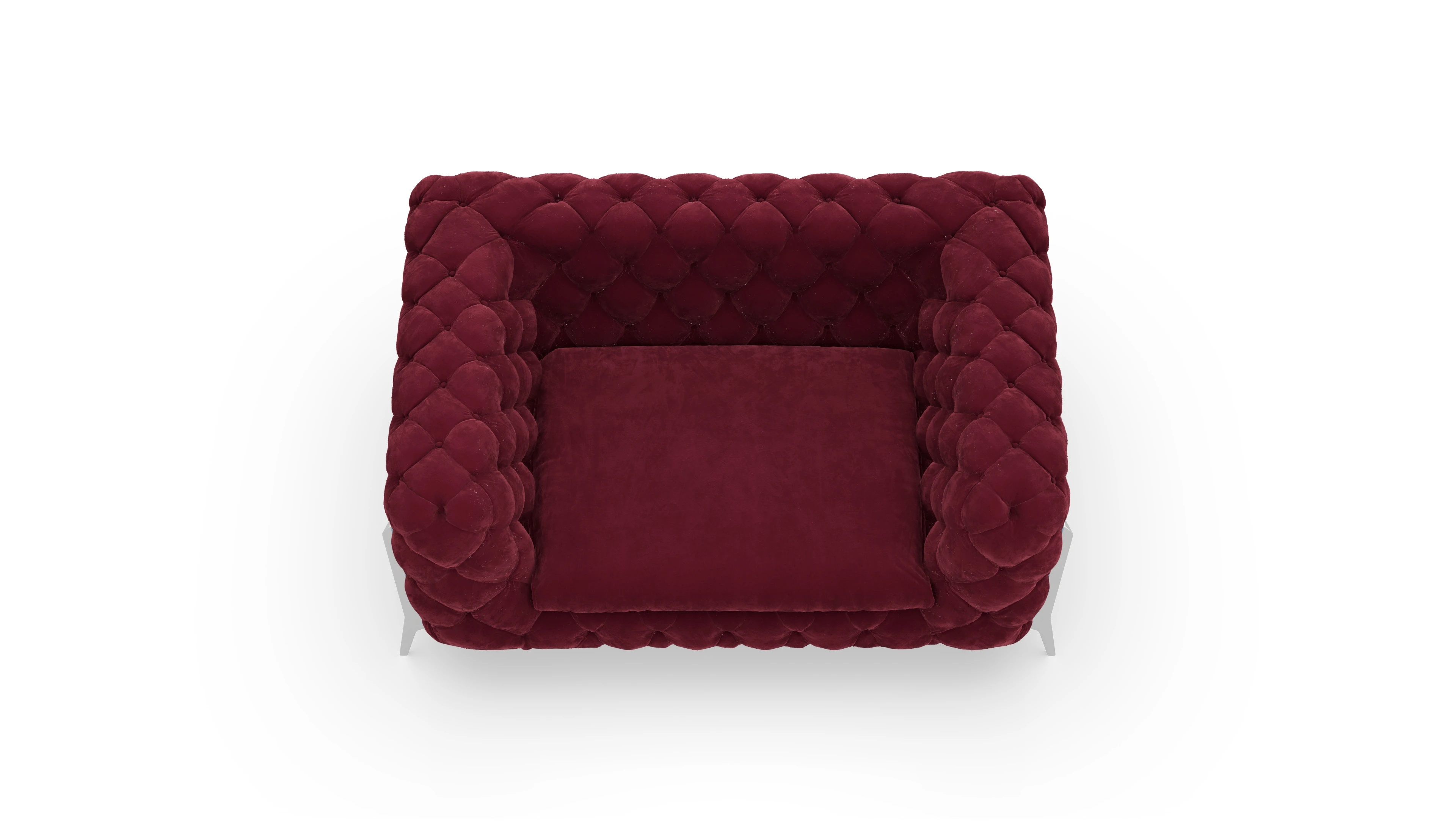 Modern Chesterfield Samtsessel Juno Ansicht des Produktes Juno Sessel in Samt rot
