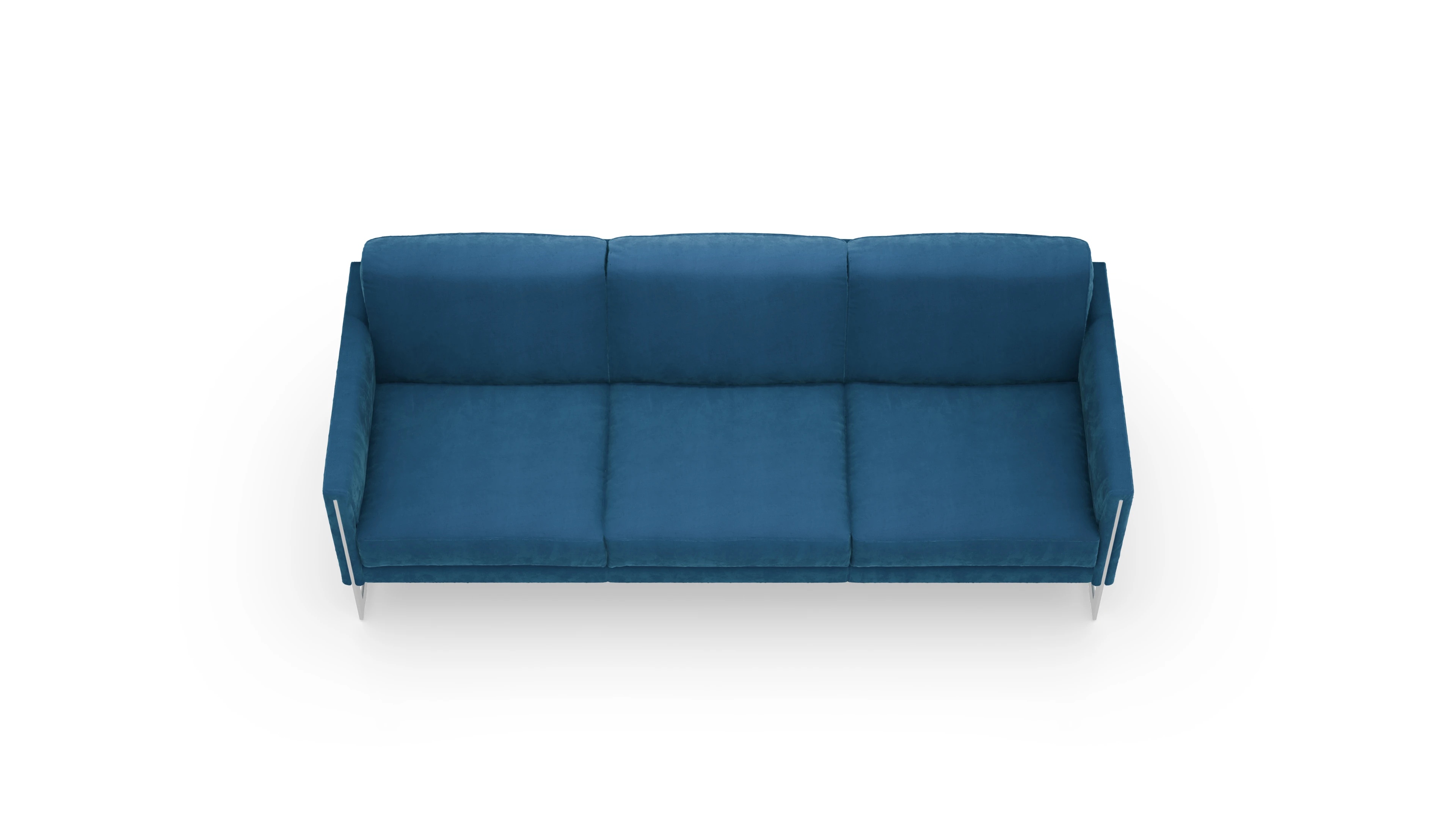 Designer-Sofa Nebbia in Samt Ansicht des Produktes Nebbia 3-Sitzer in Samt blau