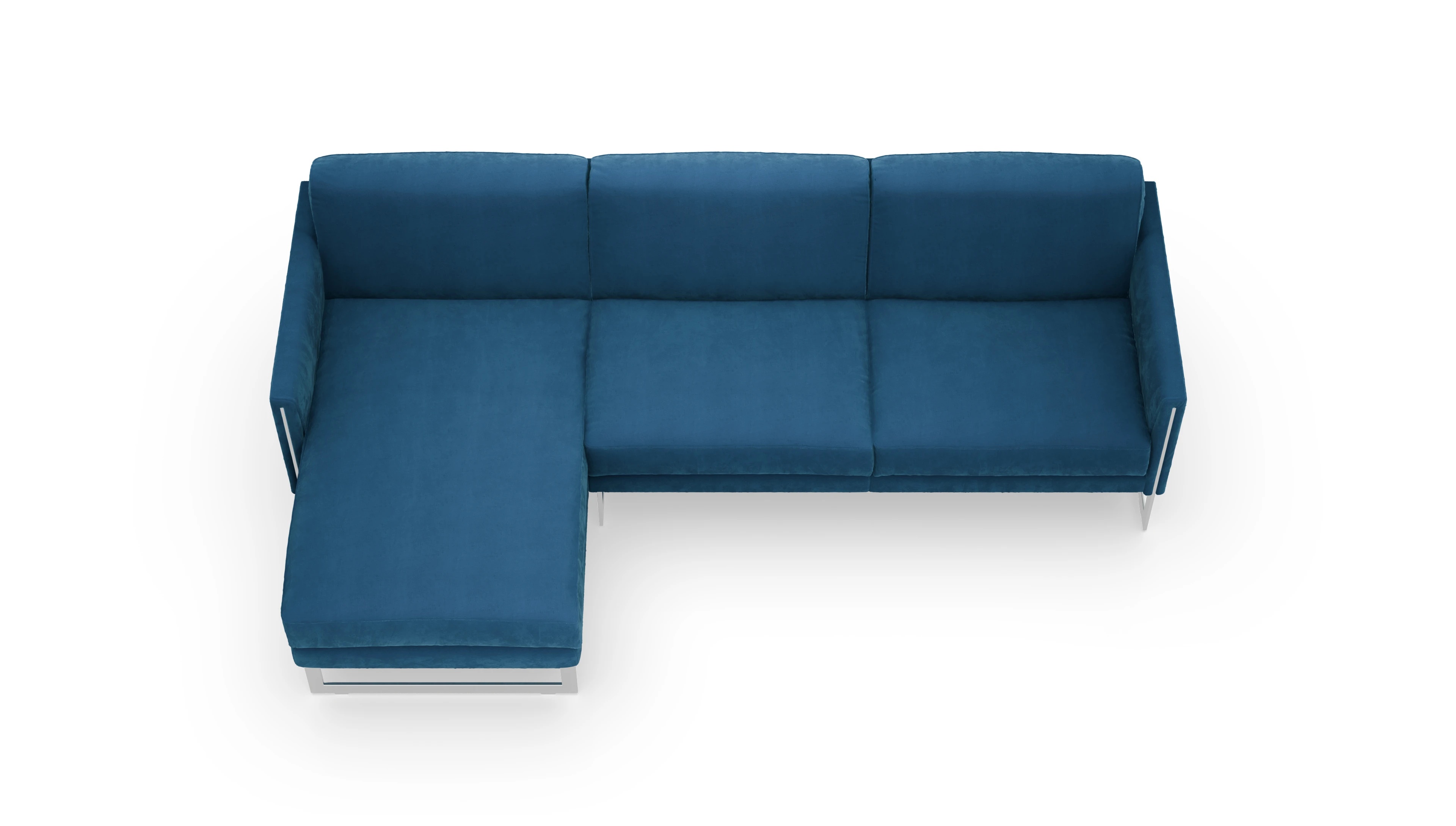 Ansicht des Produktes Nebbia Sofa mit Rec links in Samt blau