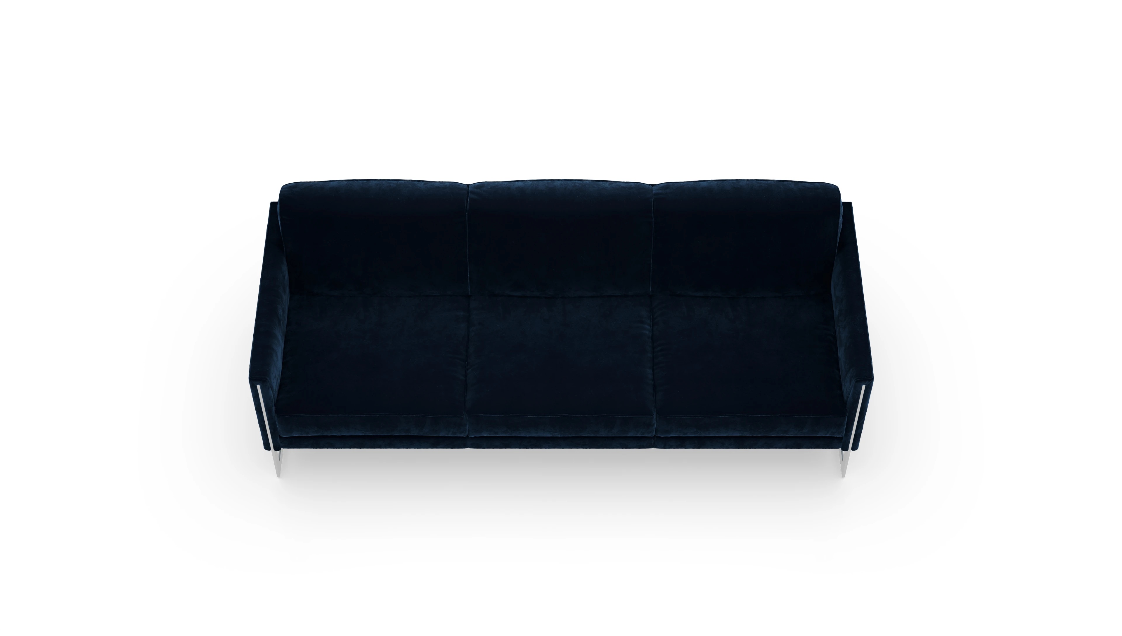 Designer-Sofa Nebbia in Samt Ansicht des Produktes Nebbia 3-Sitzer in Samt blau