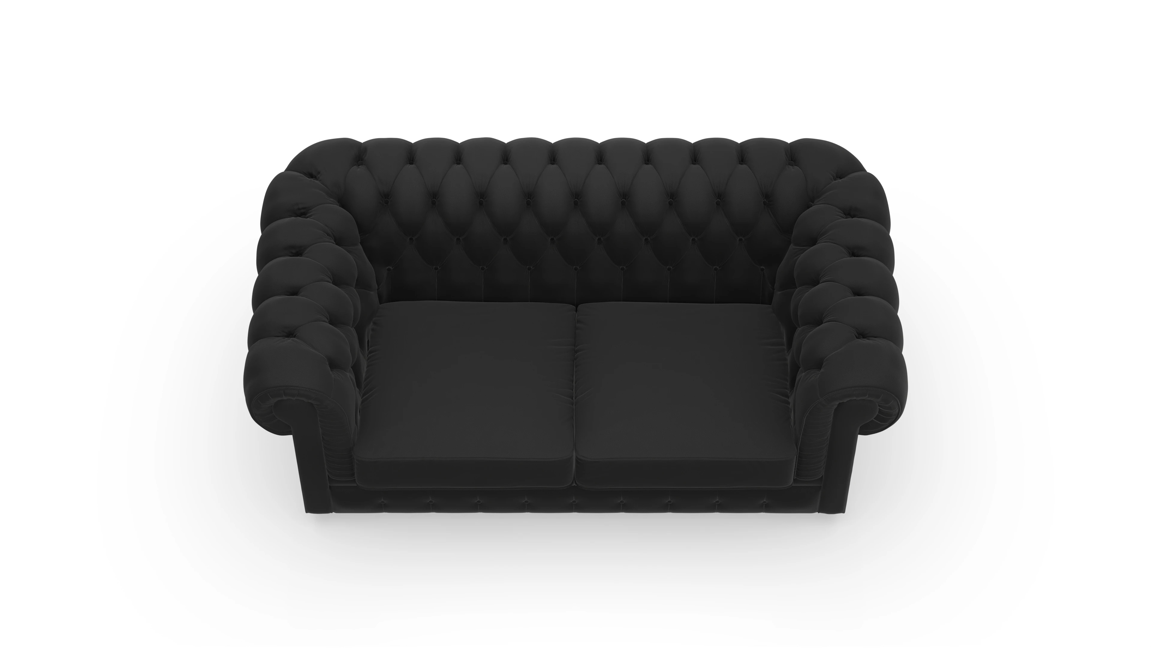 Chesterfield Sofa Chester1 Ansicht des Produktes Chester1 2-Sitzer in Leder schwarz