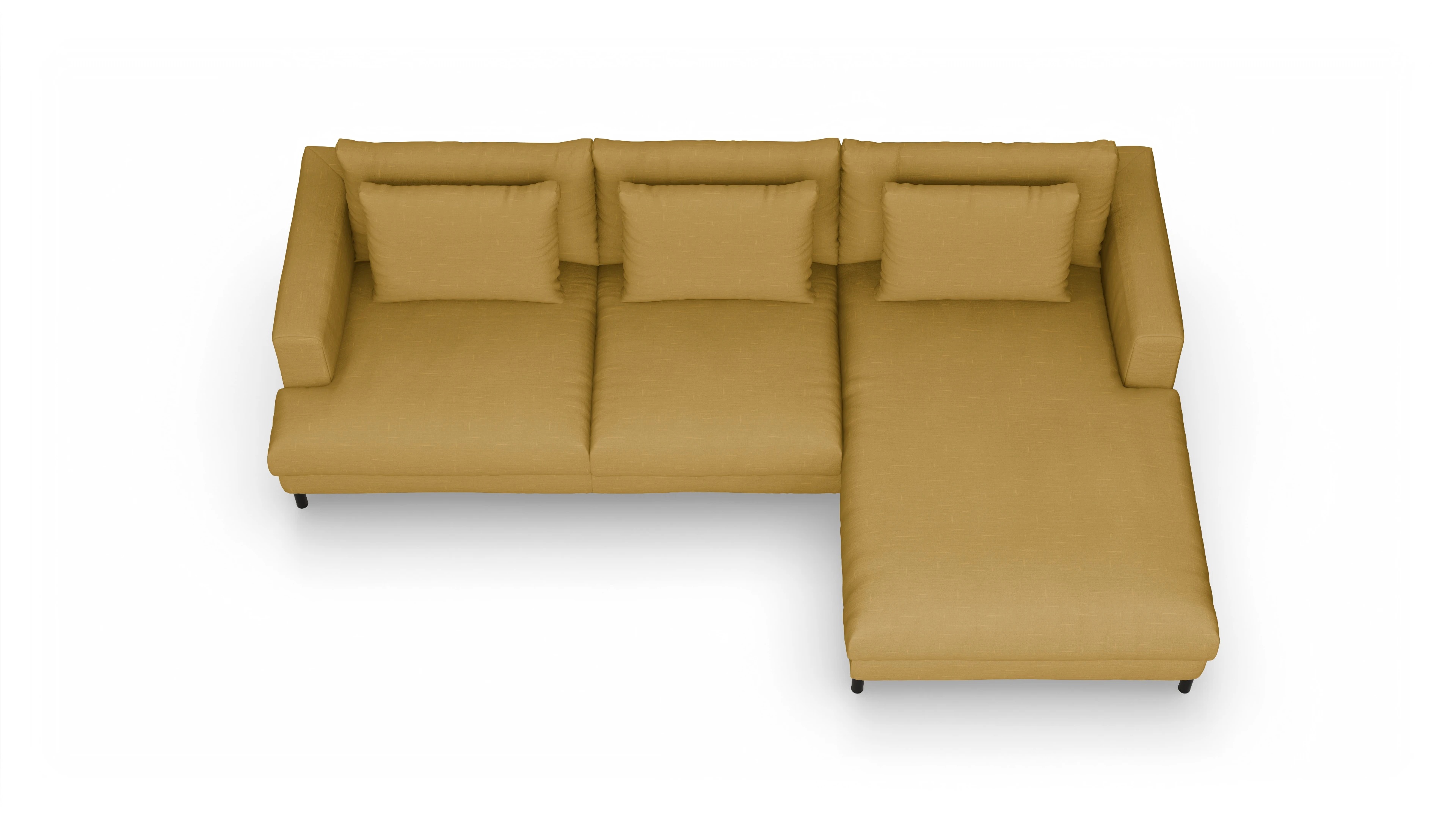 Ansicht des Produktes Faro Sofa mit Rec rechts in Stoff gelb