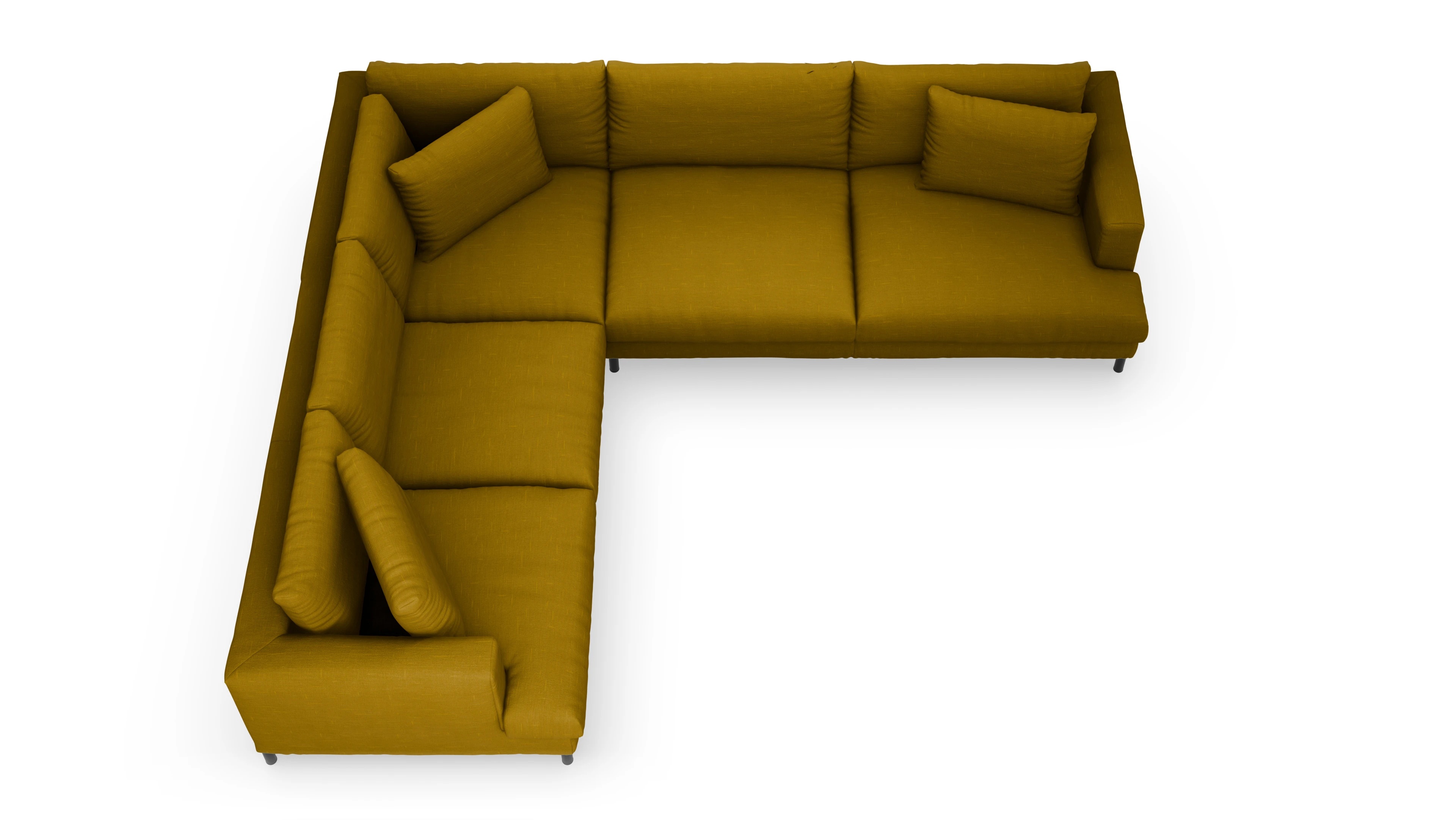 Sofa Faro in Stoff Ansicht des Produktes Faro Ecksofa Links in Stoff gelb