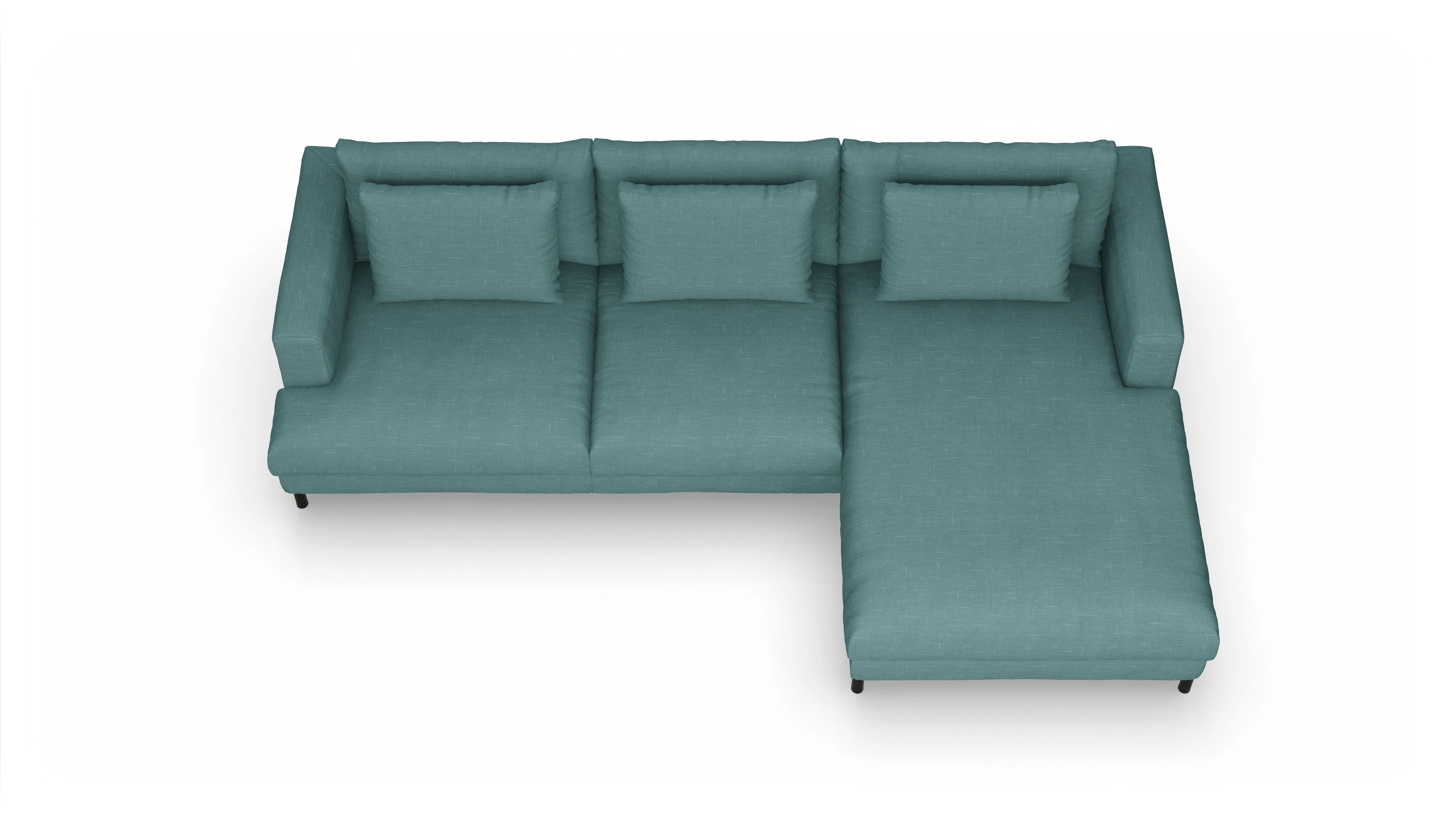 Ansicht des Produktes Faro Sofa mit Rec rechts in Stoff grün