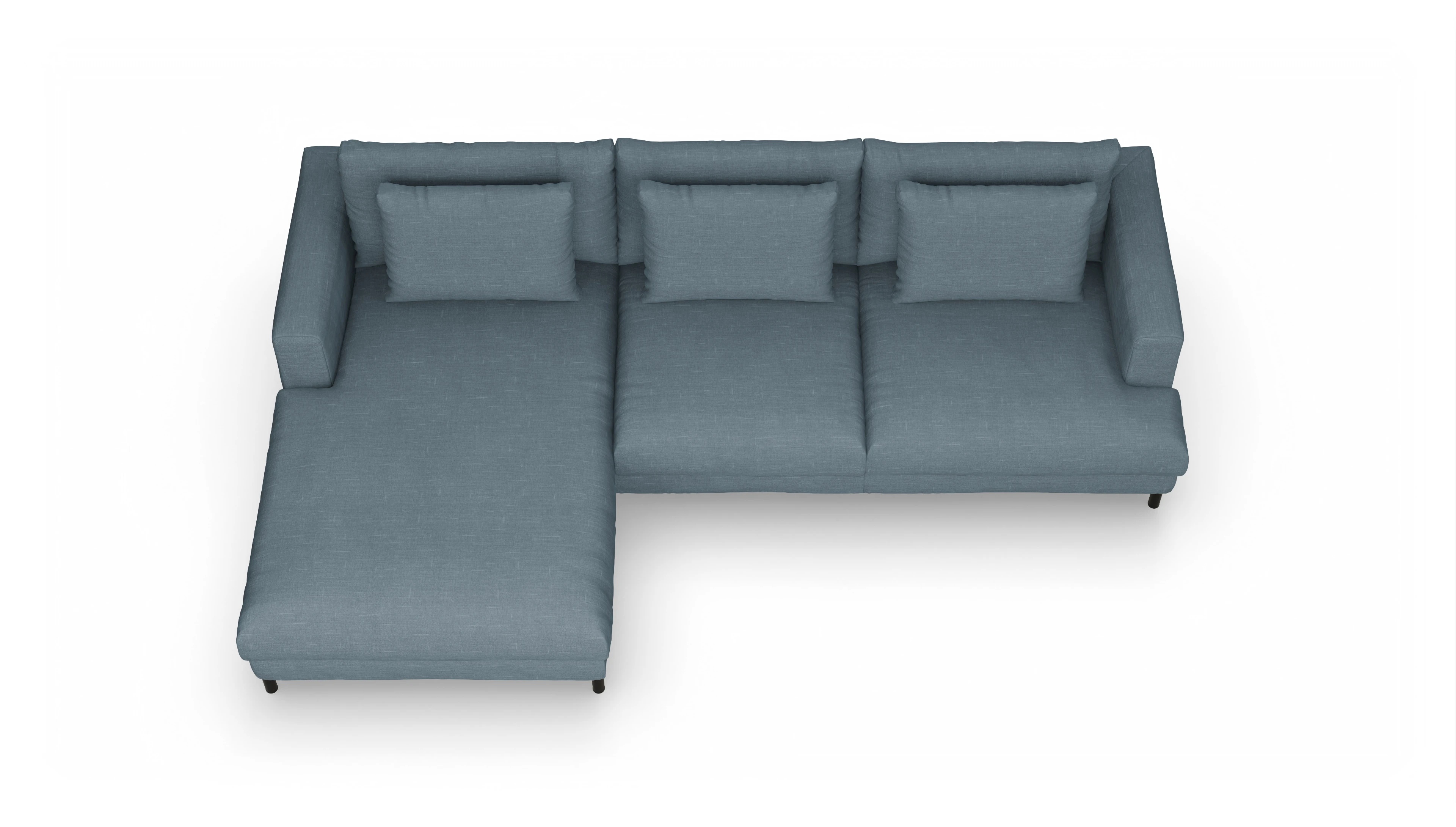 Ansicht des Produktes Faro Sofa mit Rec links in Stoff blau