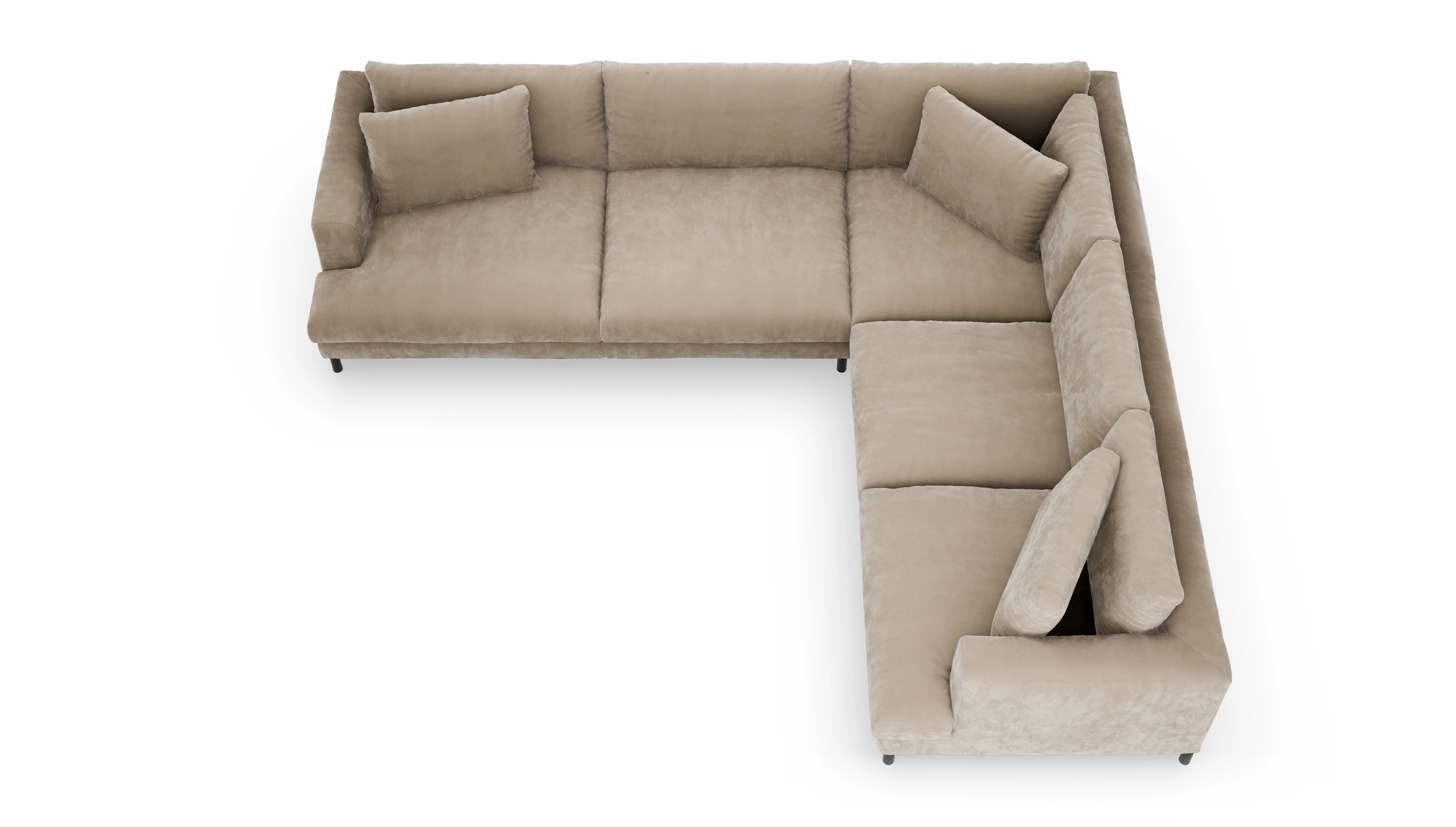 Sofa Faro in Stoff Ansicht des Produktes Faro Ecksofa Rechts in Samt beige