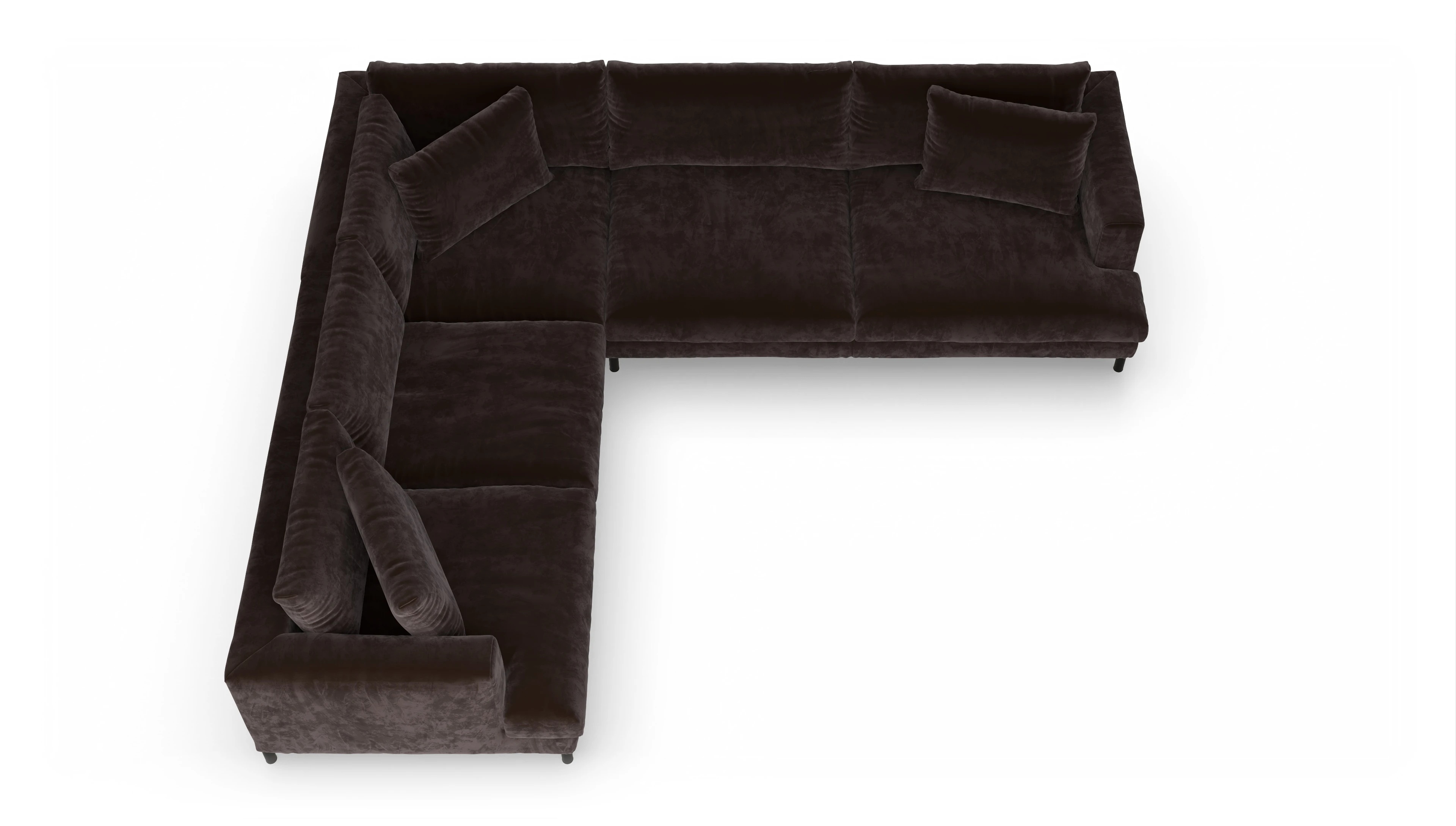 Ansicht des Produktes Faro Ecksofa Links in Samt braun