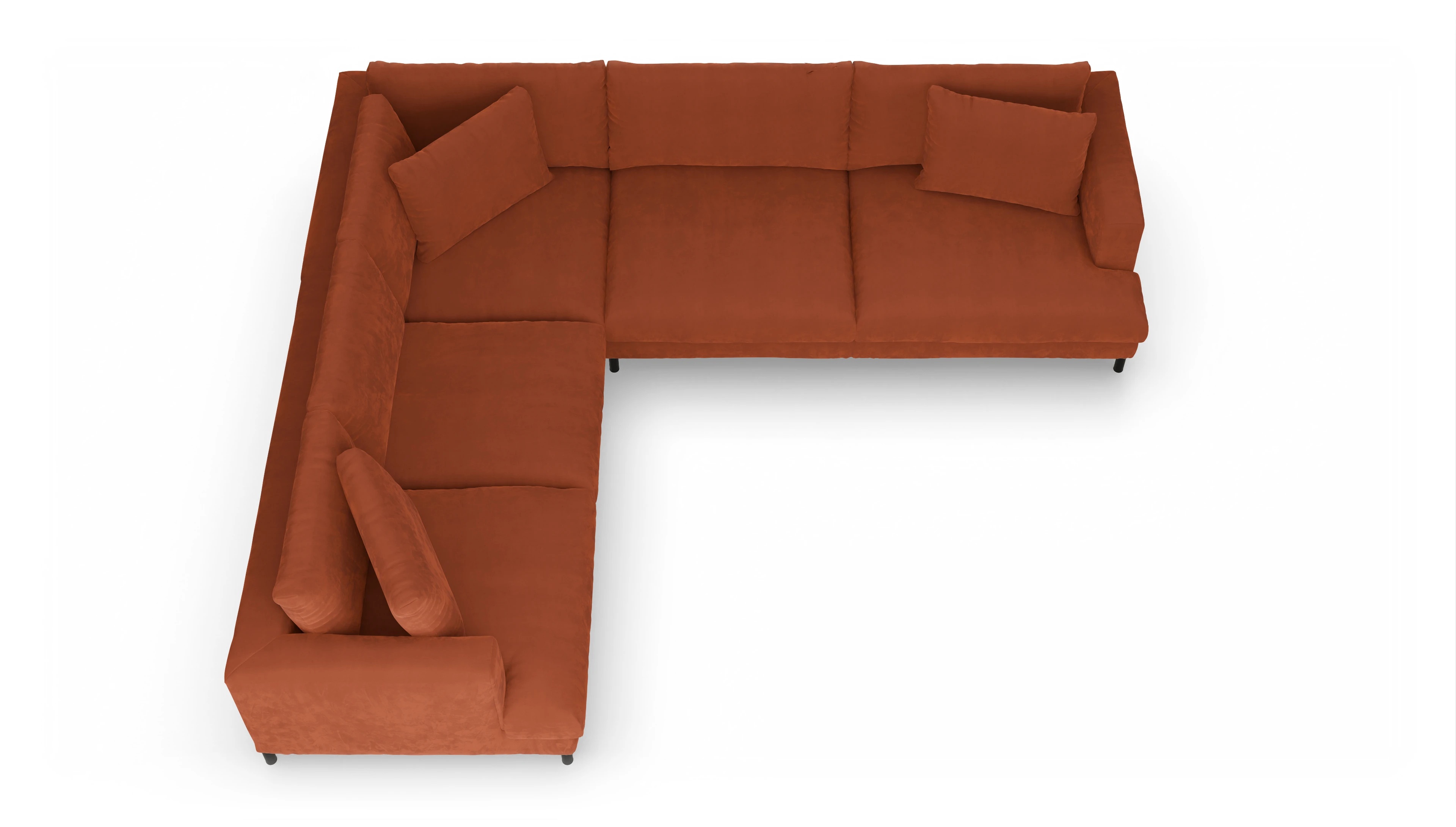 Ansicht des Produktes Faro Ecksofa Links in Samt orange