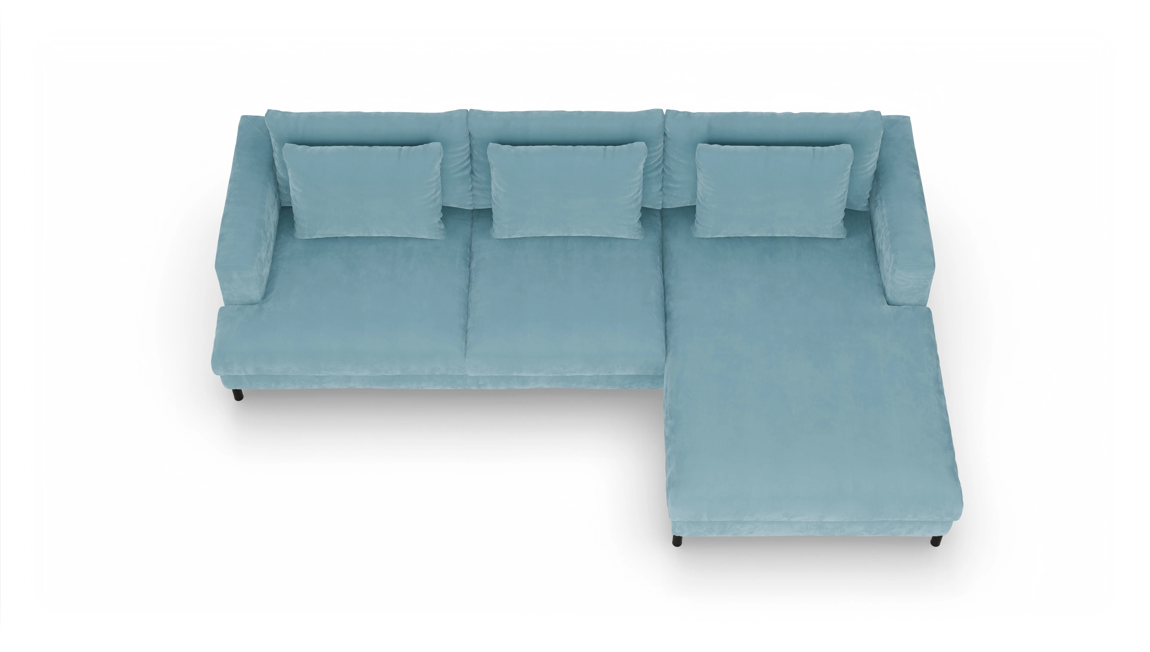 Ansicht des Produktes Faro Sofa mit Rec rechts in Samt blau