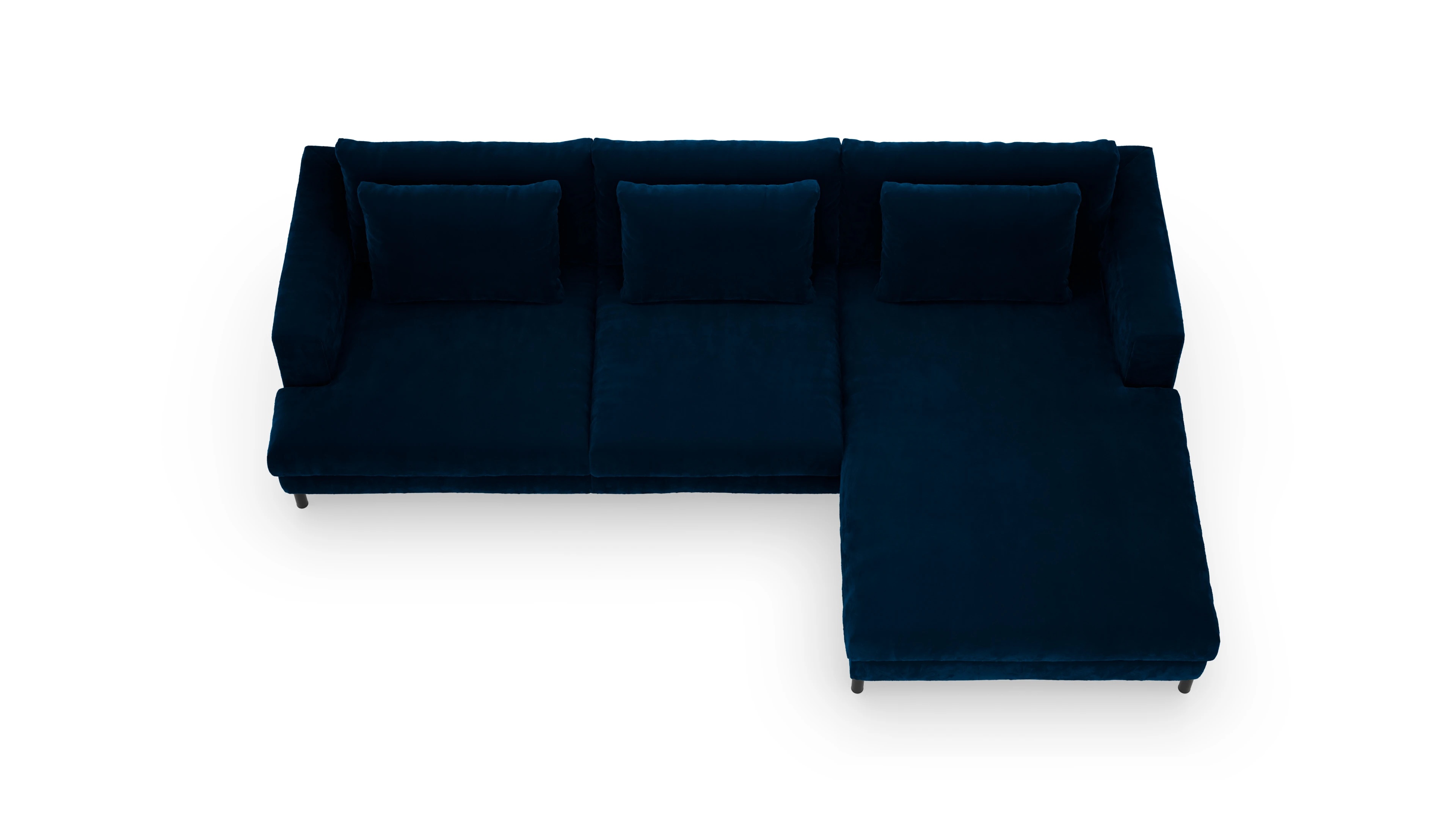 Ansicht des Produktes Faro Sofa mit Rec rechts in Samt blau