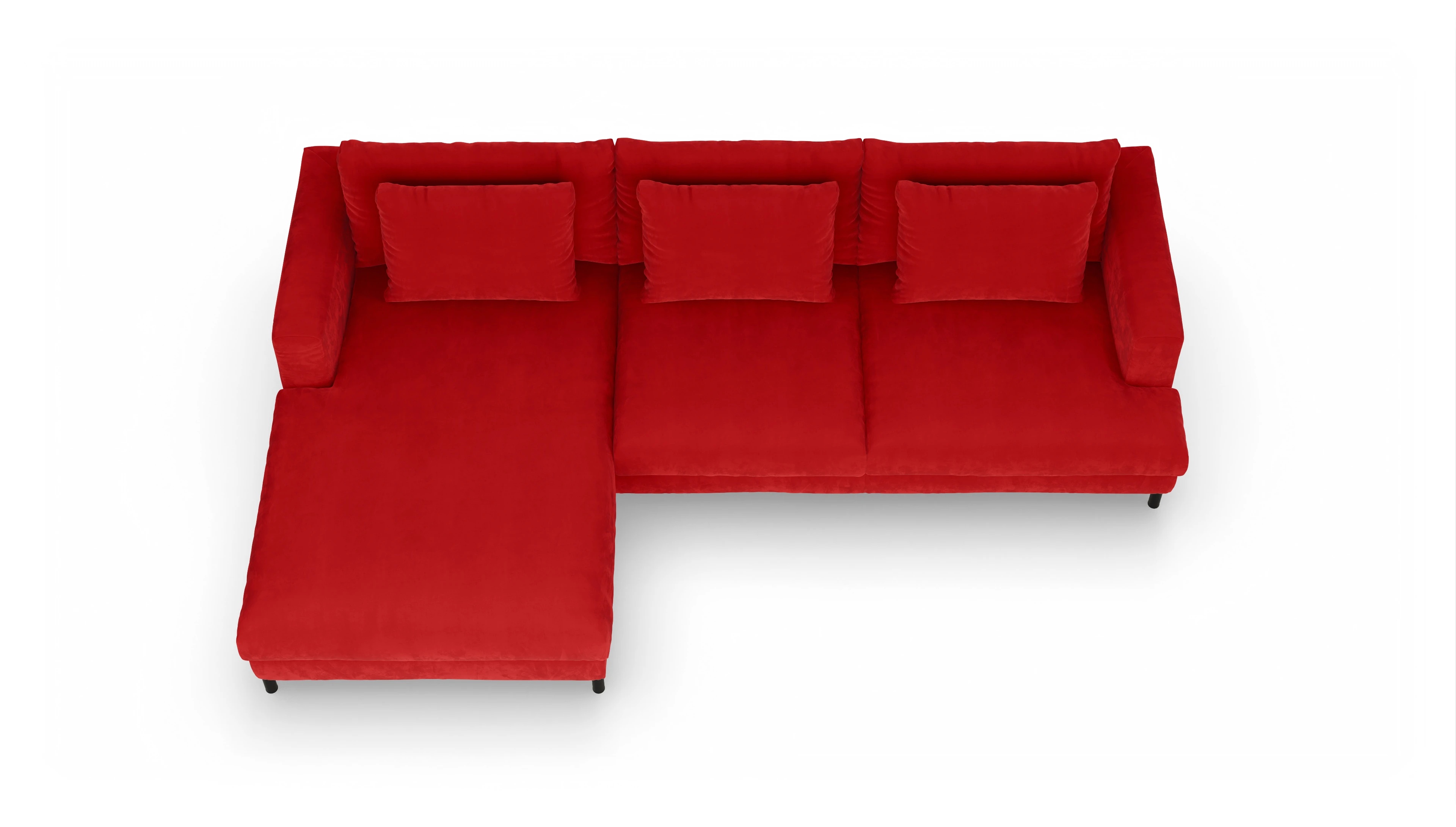 Ansicht des Produktes Faro Sofa mit Rec links in Samt rot