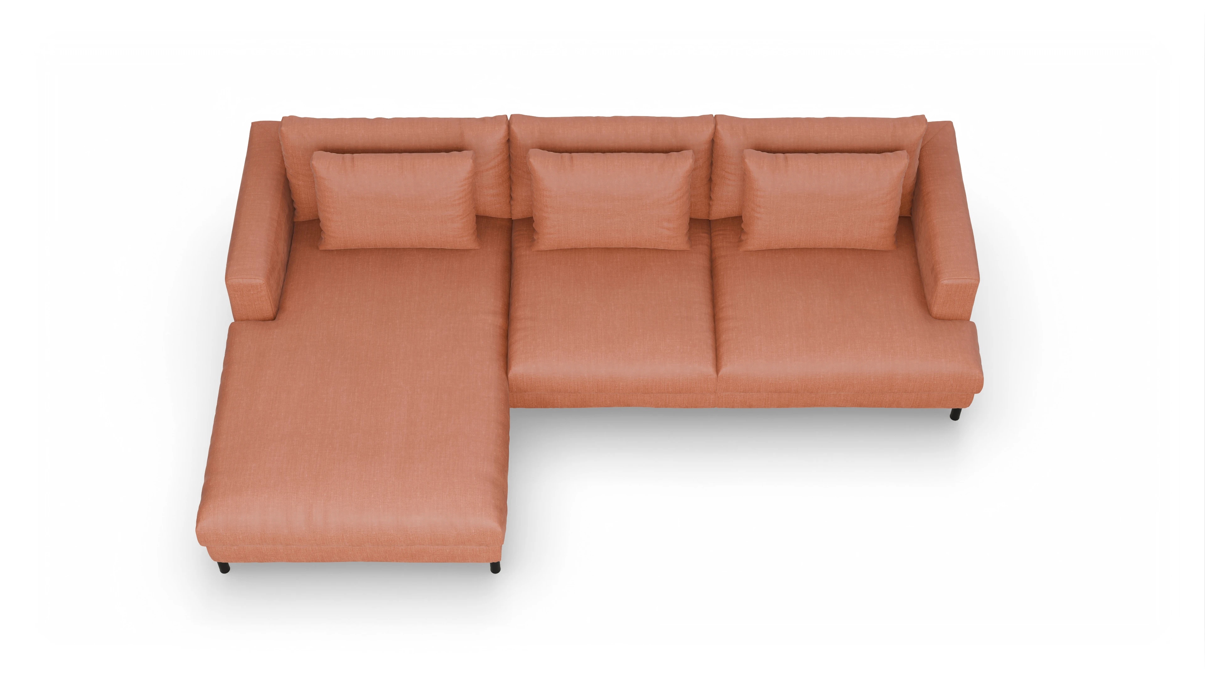 Ansicht des Produktes Faro Sofa mit Rec links in Stoff orange
