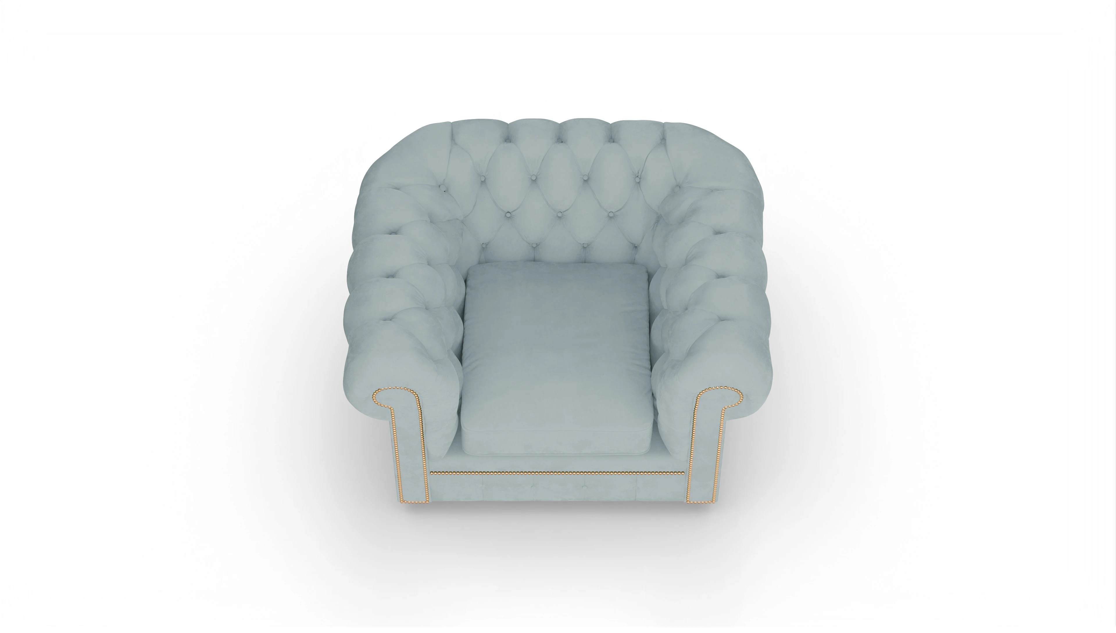 Chesterfield Samtsessel William Ansicht des Produktes William Sessel in Samt blau