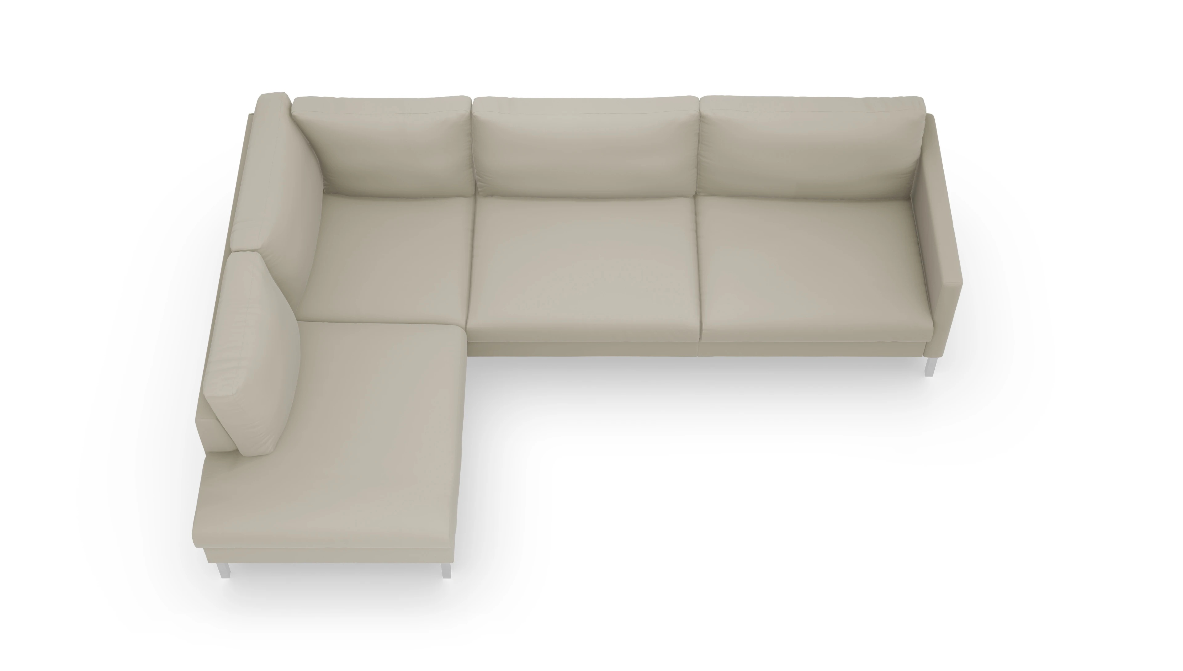 Designer-Sofa Jacobsen in Leder Ansicht des Produktes Jacobsen Sofa mit Rec links in Leder beige