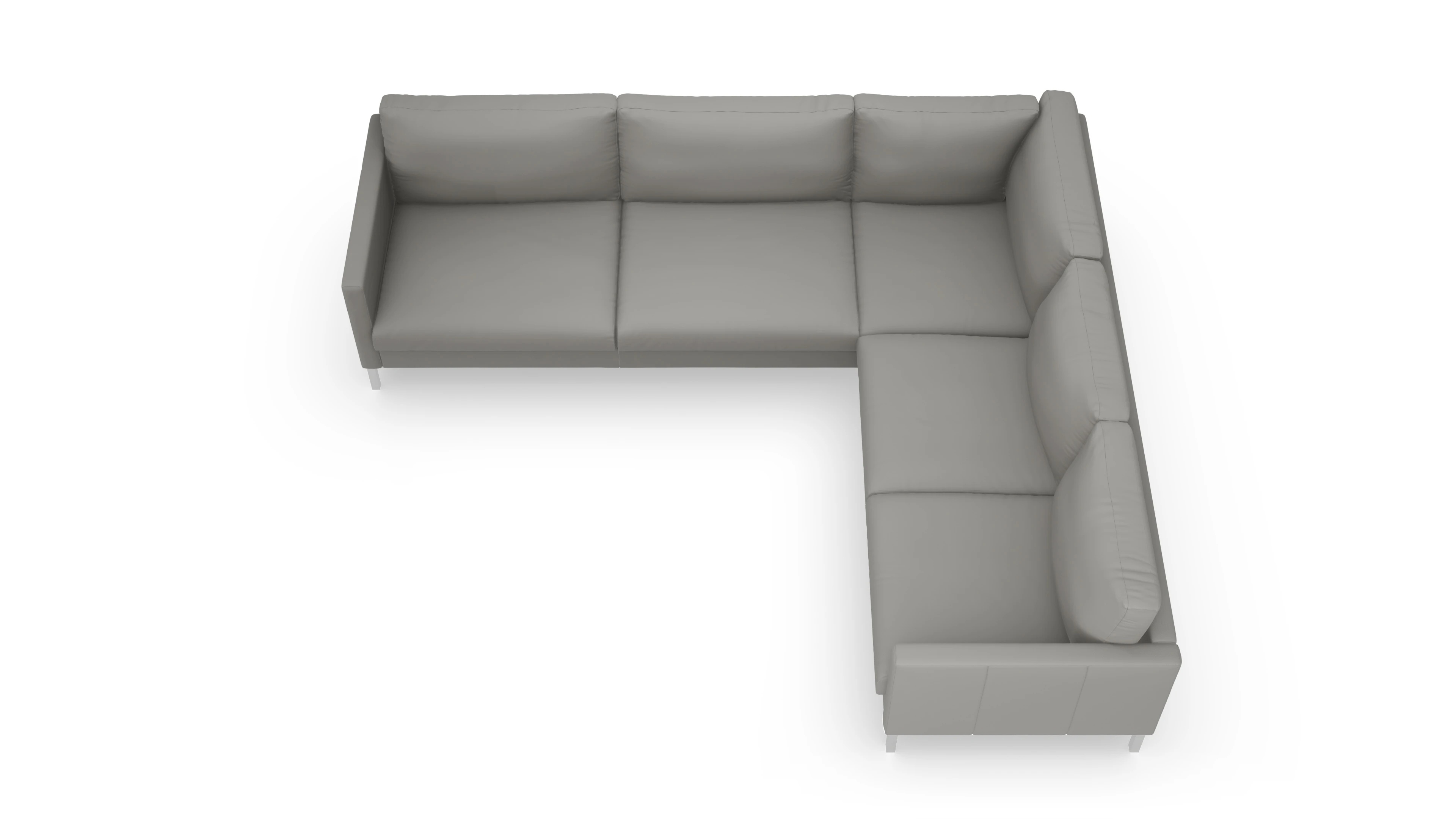 Designer-Sofa Jacobsen in Leder Ansicht des Produktes Jacobsen Ecksofa Rechts in Leder grau