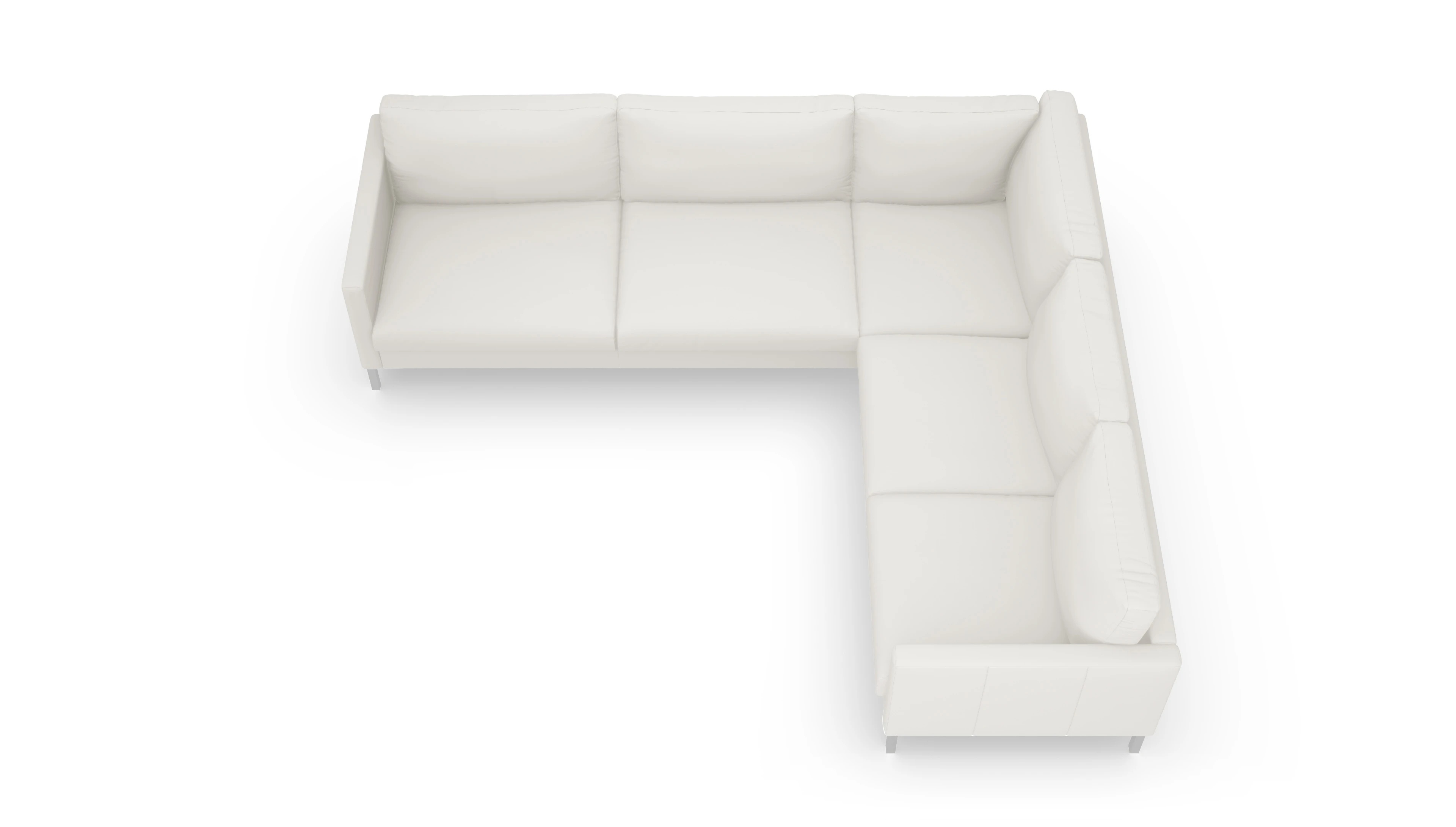 Designer-Sofa Jacobsen in Leder Ansicht des Produktes Jacobsen Ecksofa Rechts in Leder weiß