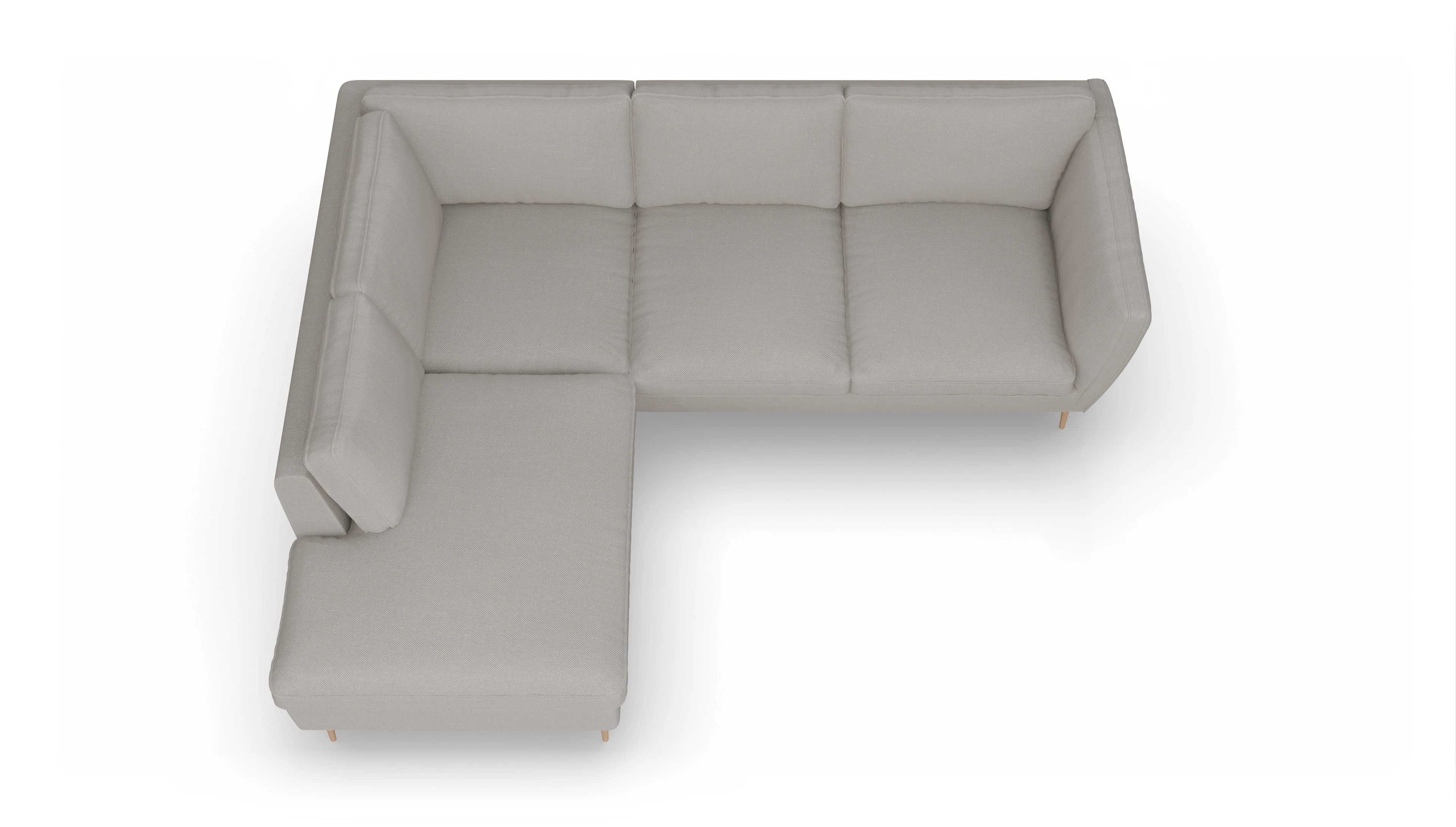 Ansicht des Produktes Karlsen Sofa mit Ottomane links in Stoff weiß