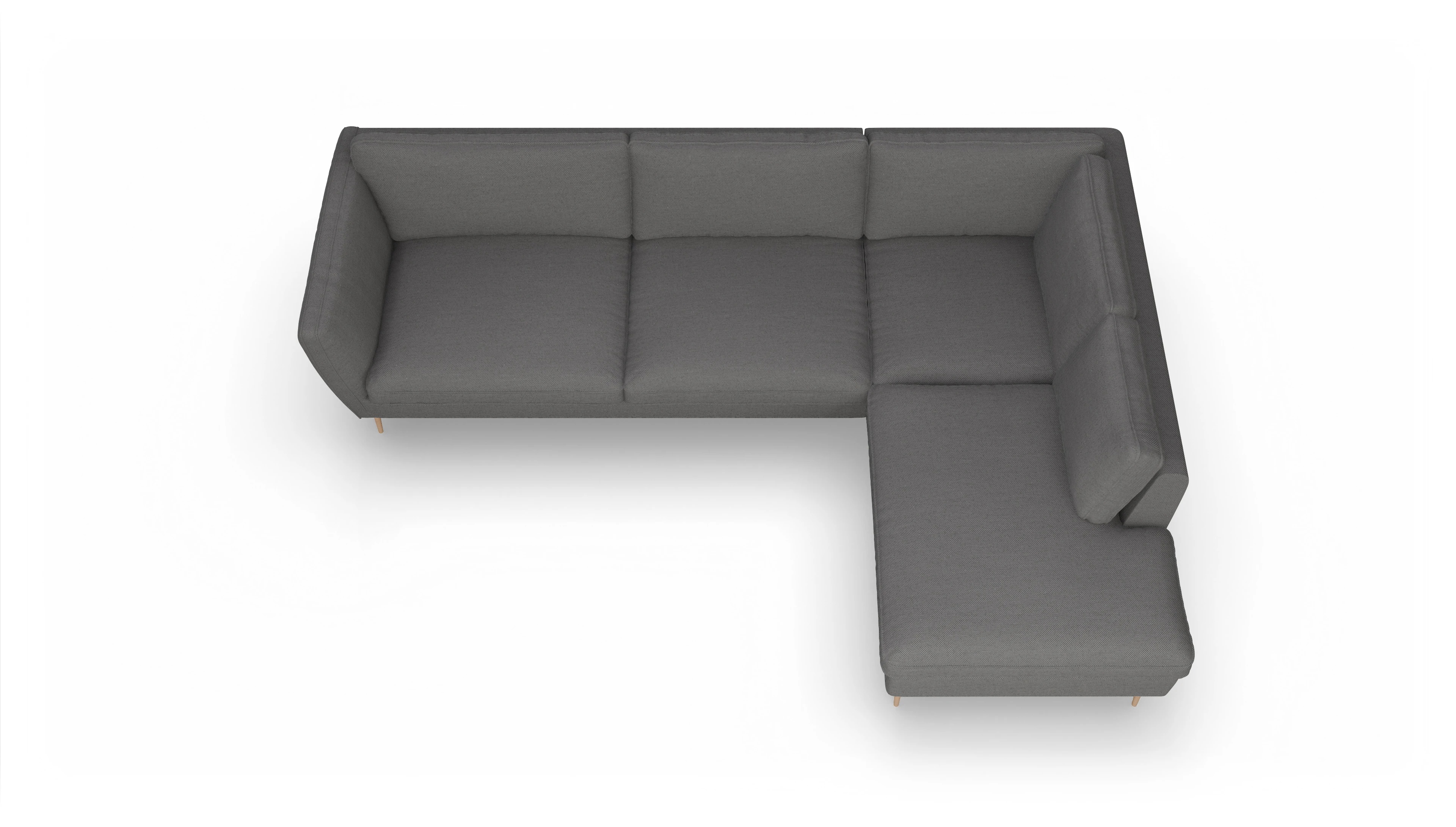 Ansicht des Produktes Karlsen Sofa mit Ottomane rechts in Stoff grau