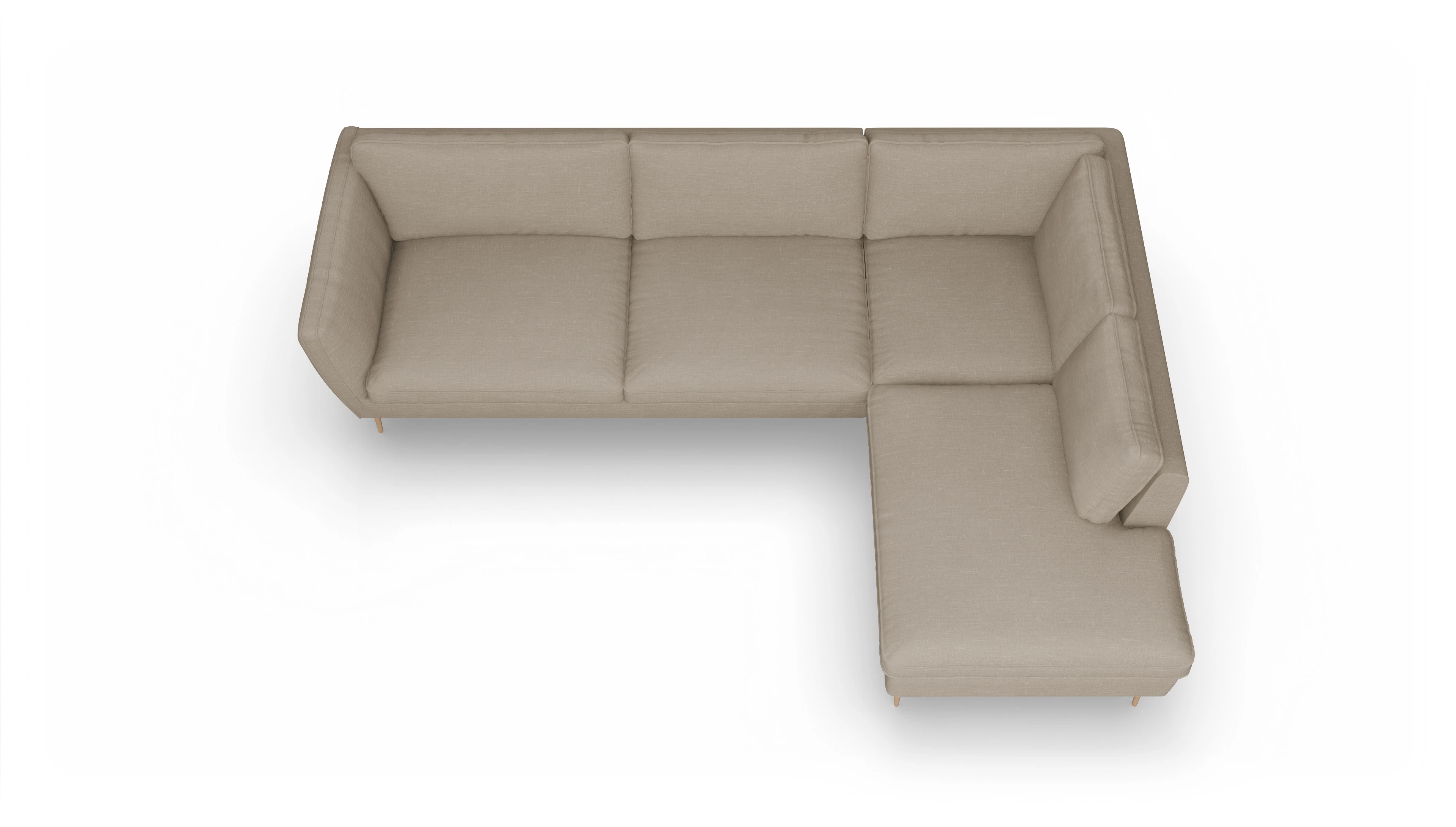 Ansicht des Produktes Karlsen Sofa mit Ottomane rechts in Stoff beige