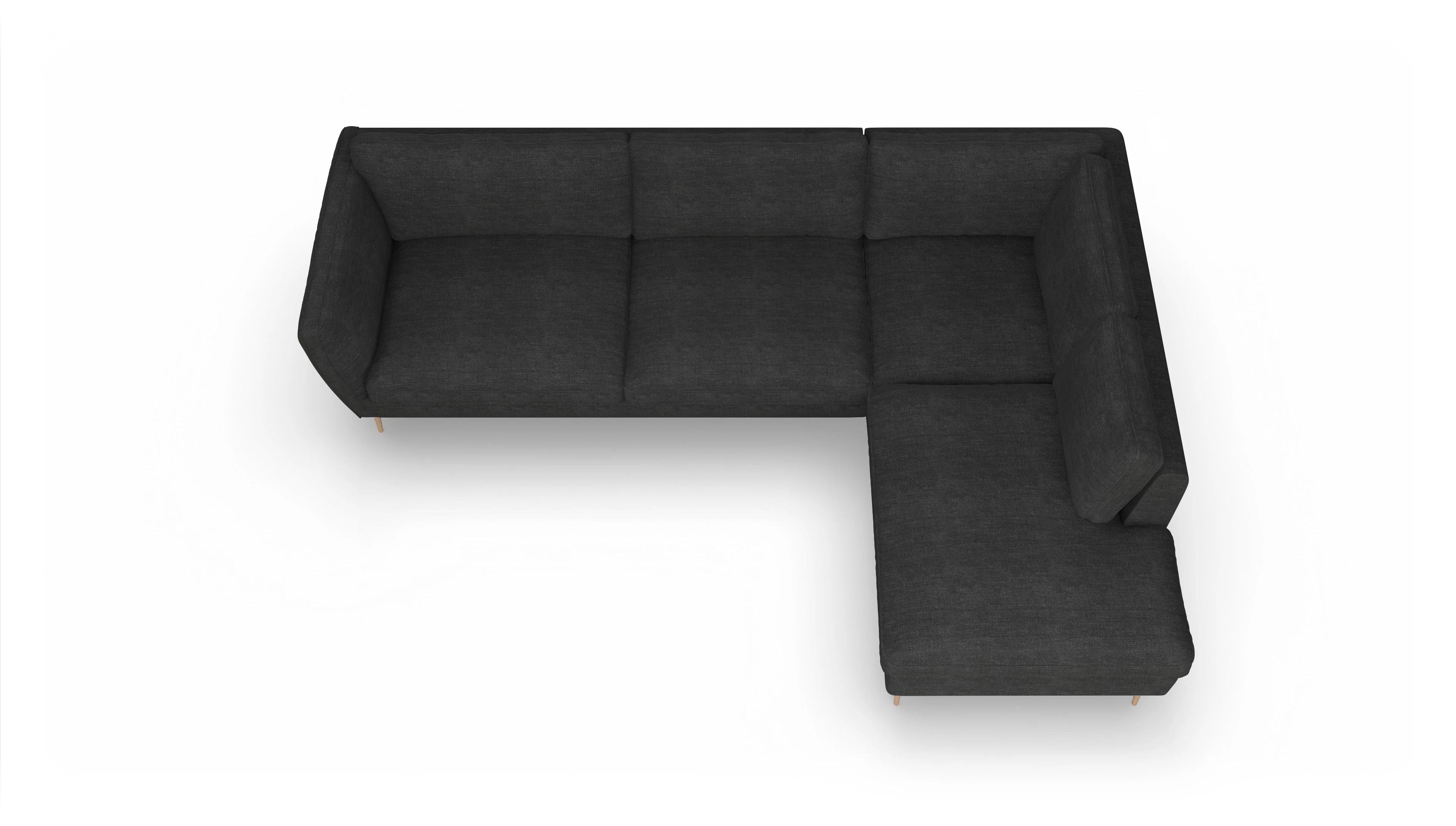 Ansicht des Produktes Karlsen Sofa mit Ottomane rechts in Stoff schwarz