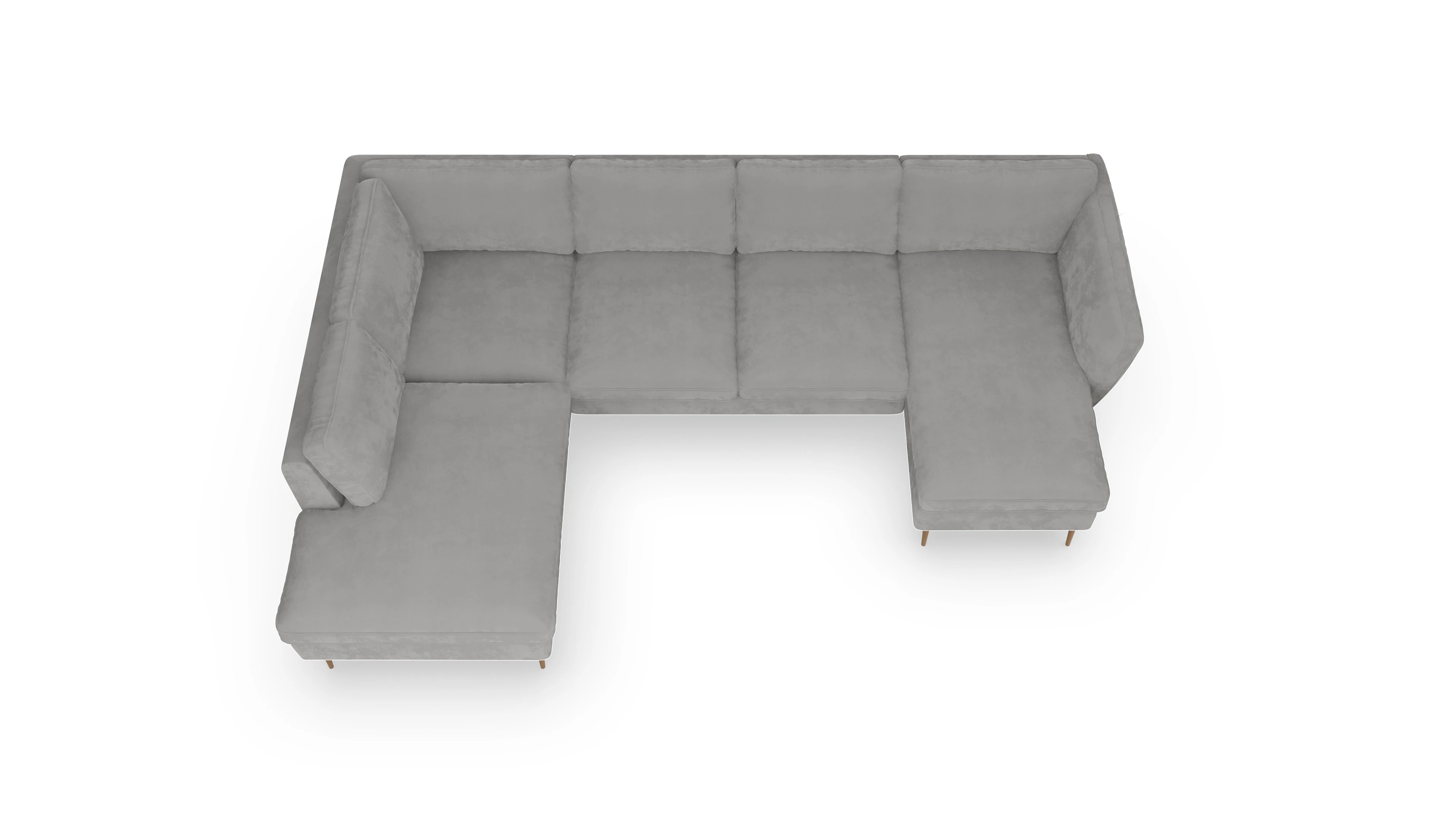 Sofa Karlsen in Stoff Ansicht des Produktes Karlsen Ecksofa Links in Samt grau