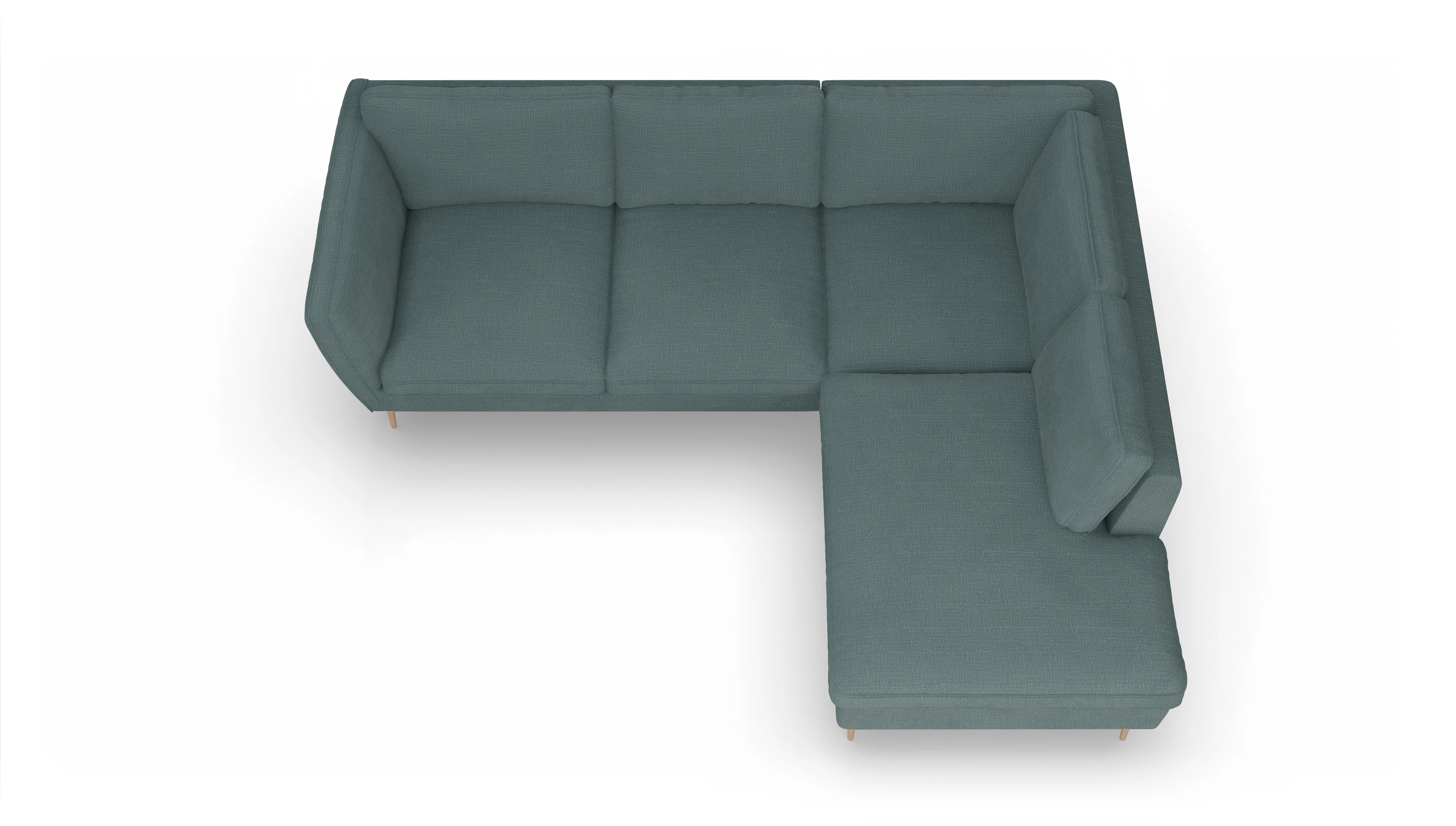 Ansicht des Produktes Karlsen Sofa mit Ottomane rechts in Stoff blau
