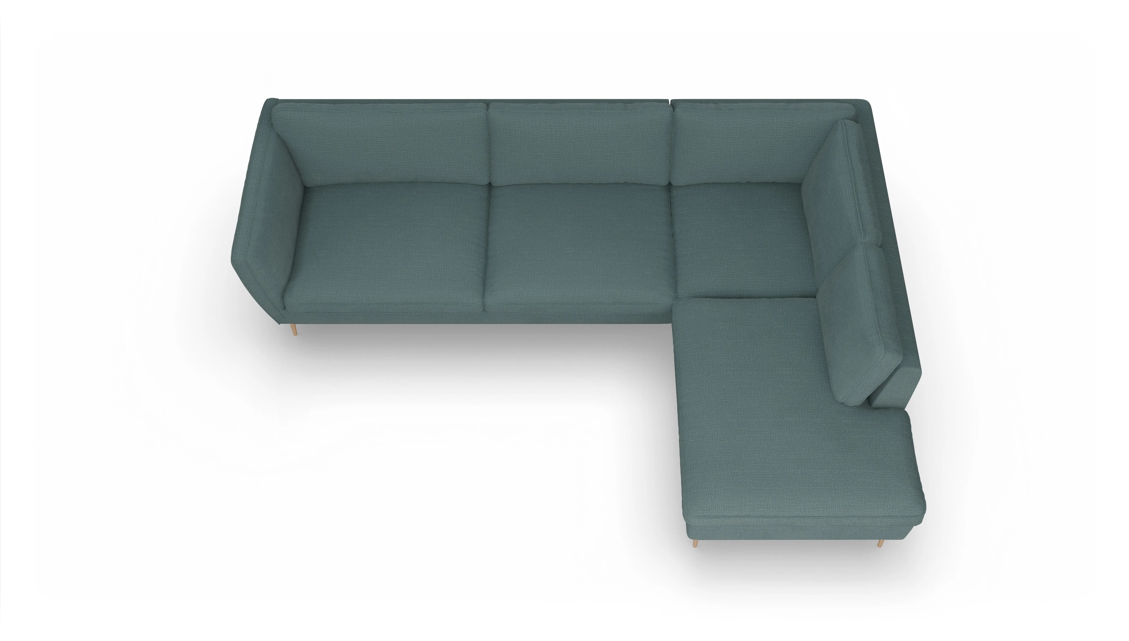 Ansicht des Produktes Karlsen Sofa mit Ottomane rechts in Stoff blau