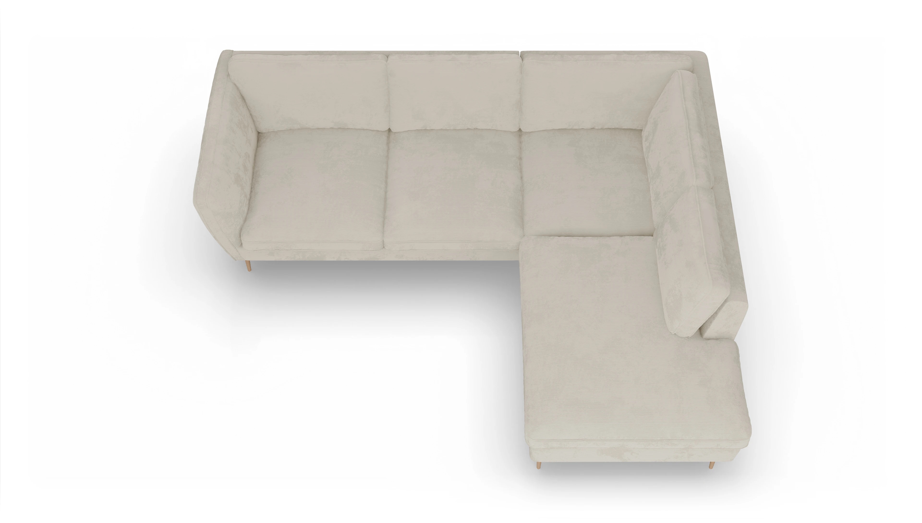 Ansicht des Produktes Karlsen Sofa mit Ottomane rechts in Cord weiß