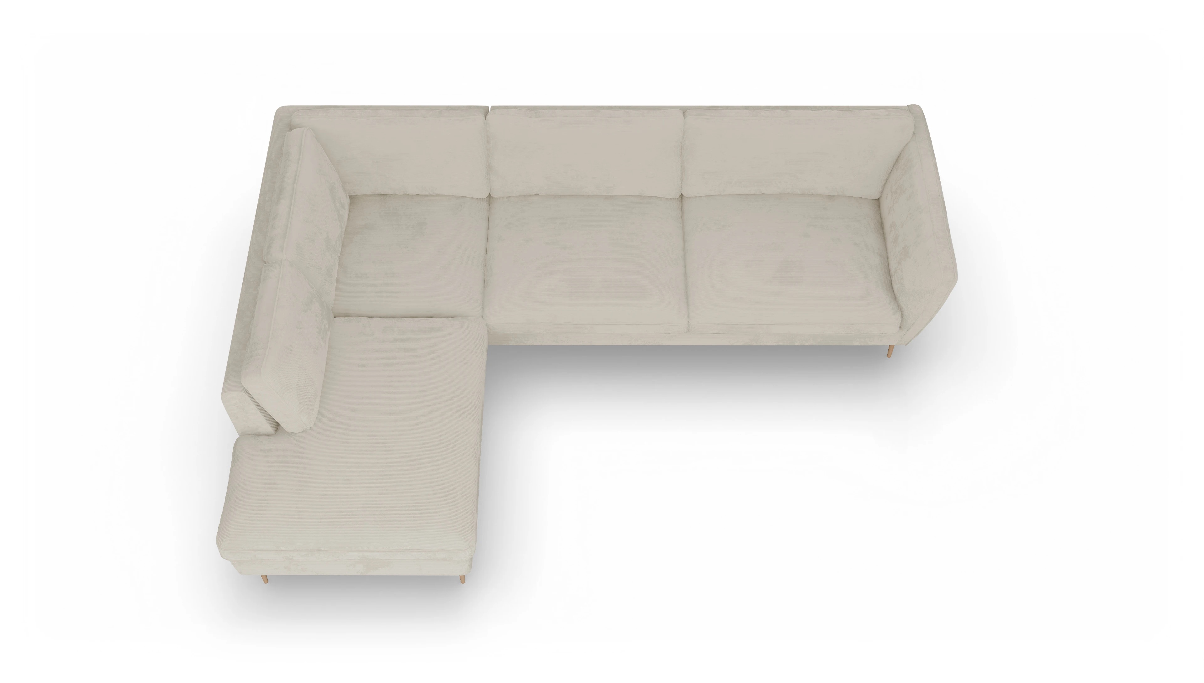 Ansicht des Produktes Karlsen Sofa mit Ottomane links in Cord weiß