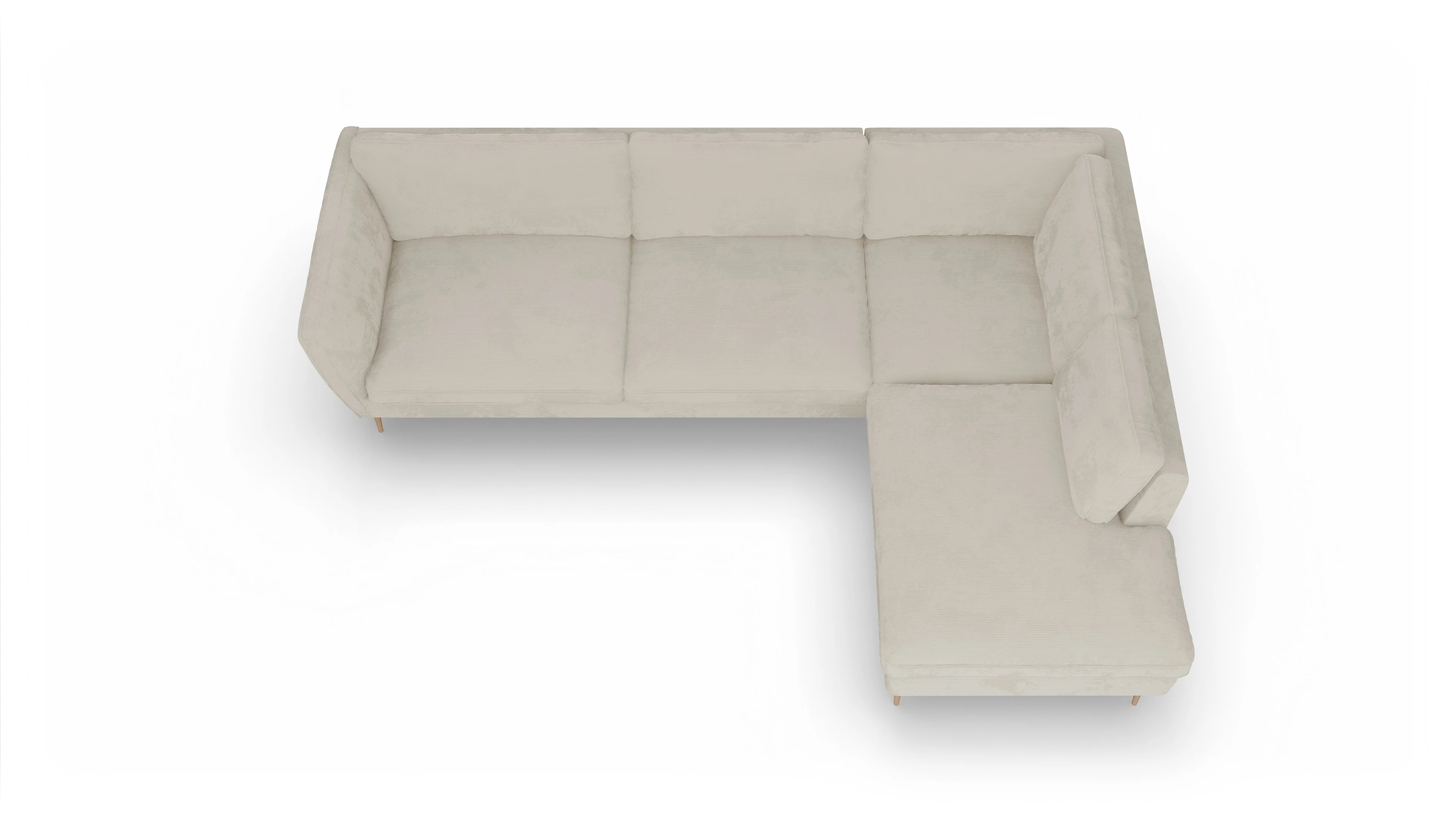 Ansicht des Produktes Karlsen Sofa mit Ottomane rechts in Cord weiß