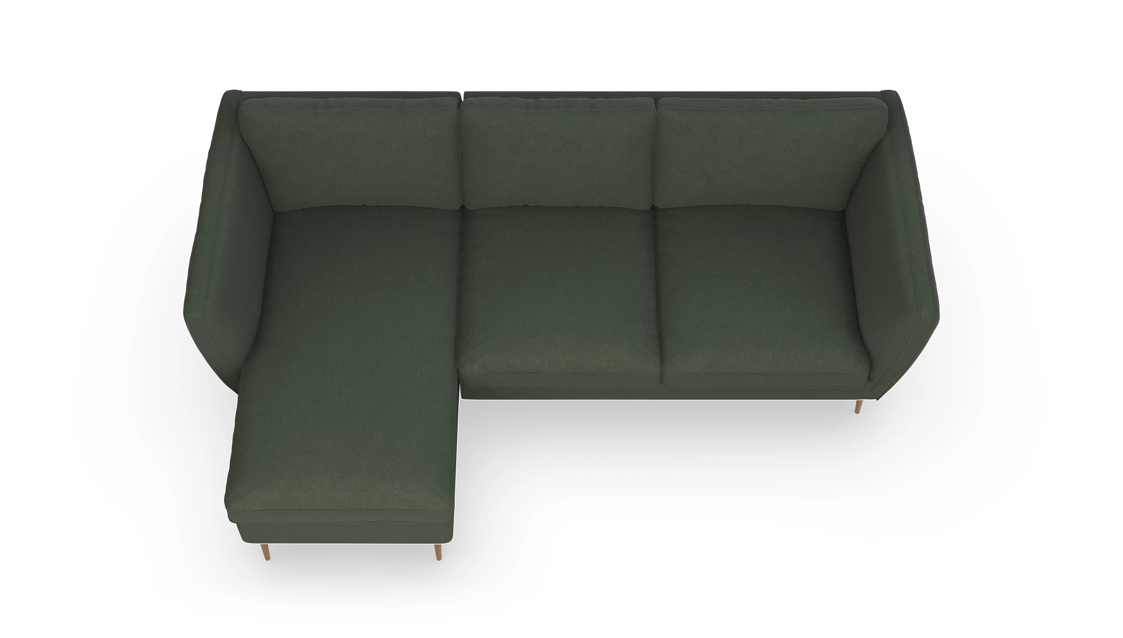 Sofa Karlsen in Stoff Ansicht des Produktes Karlsen Sofa mit Rec links in Stoff grün