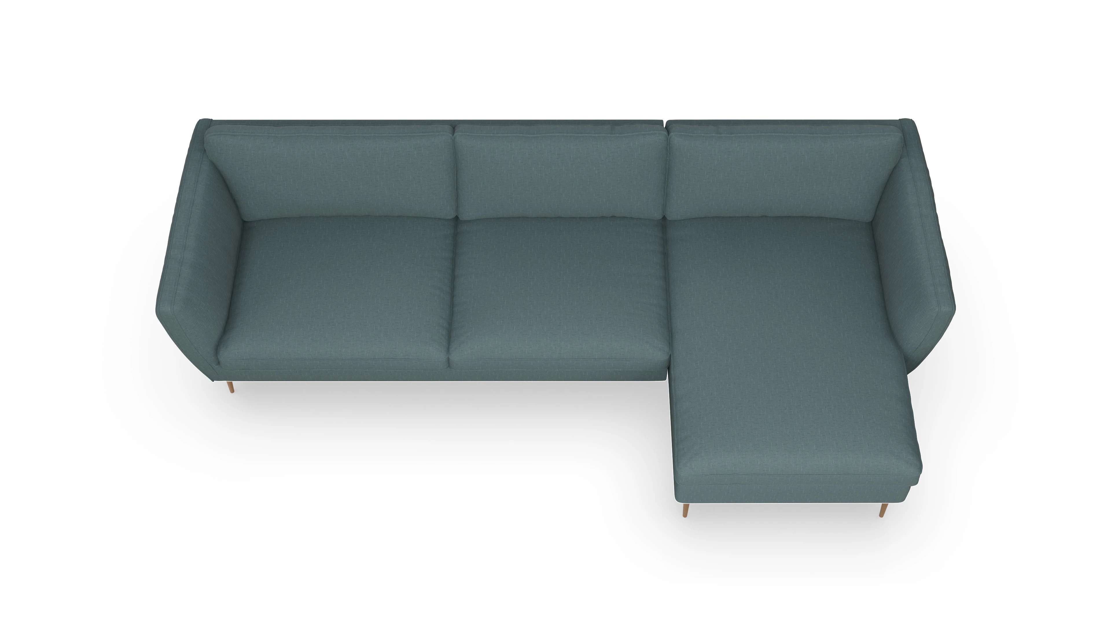 Ansicht des Produktes Karlsen Sofa mit Rec rechts in Stoff blau