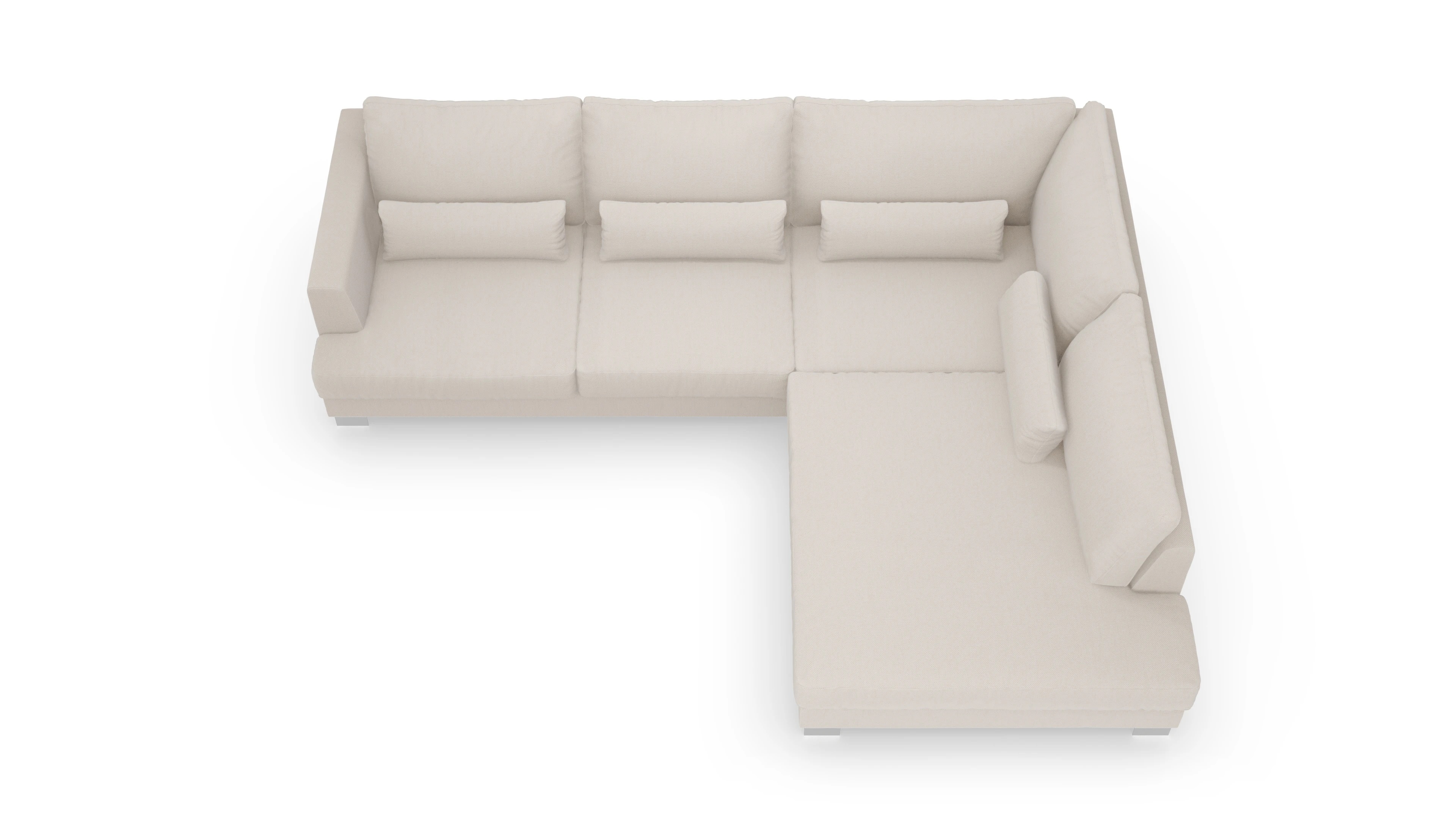 Ansicht des Produktes Odense Sofa mit Ottomane rechts in Stoff weiß